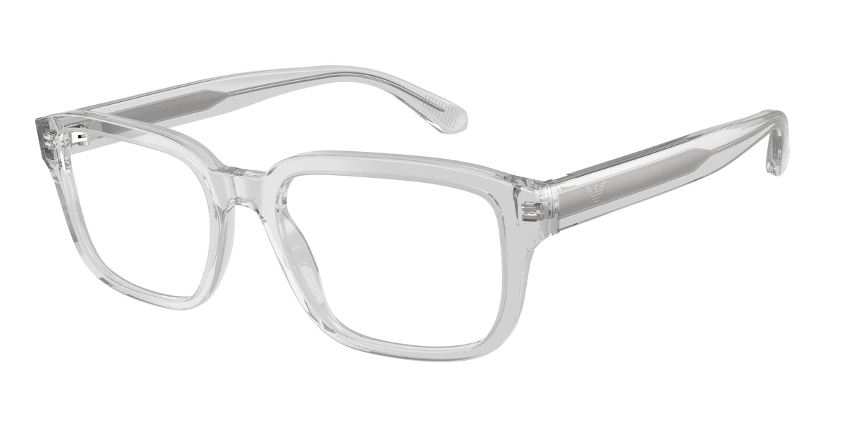 Emporio Armani EA3255F Pillow Eyeglasses 6250-Shiny Transparent Crystal 55-145-19 - Color Map Transparent