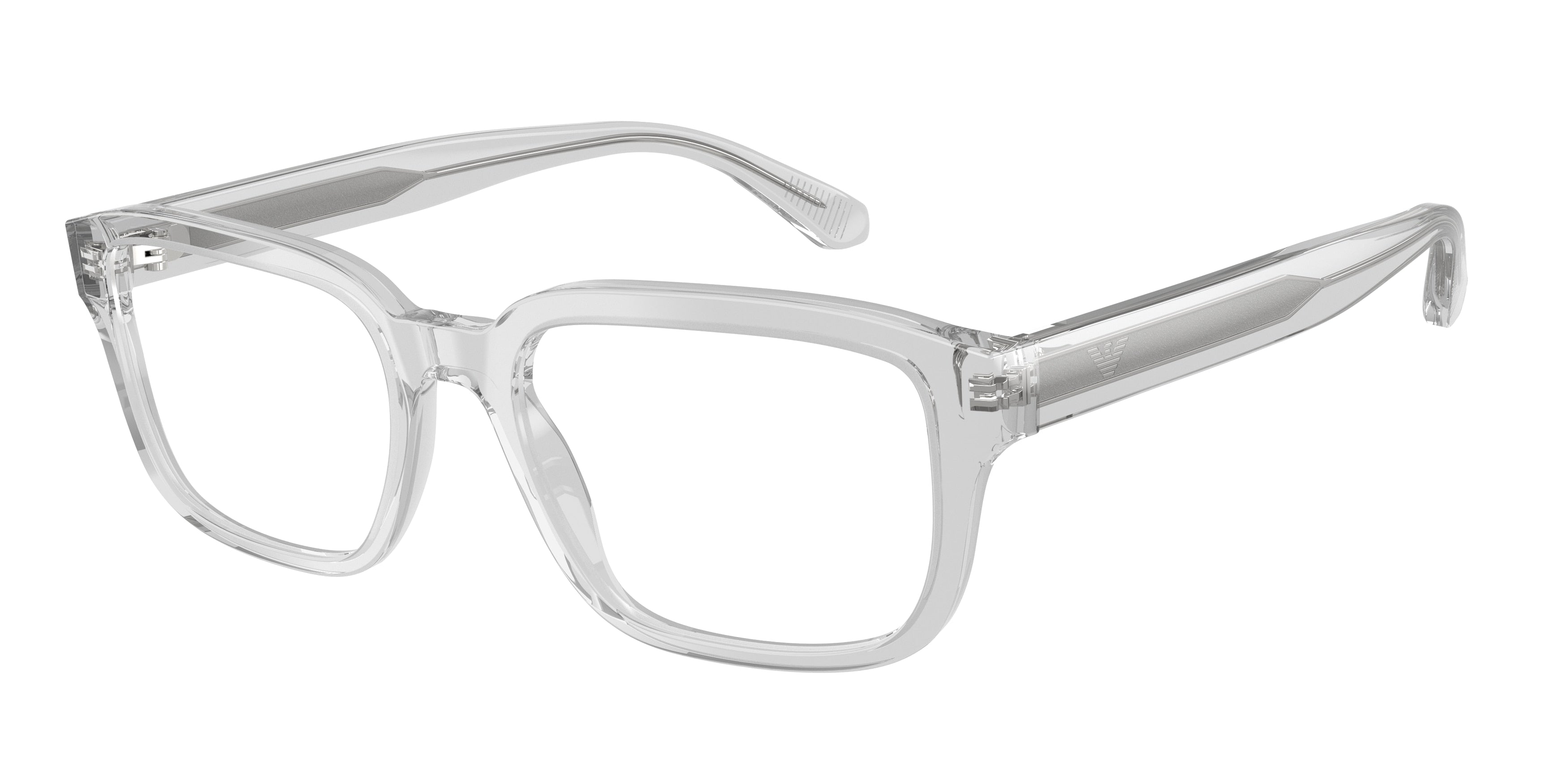 Emporio Armani EA3255F Pillow Eyeglasses 6250-Shiny Transparent Crystal 55-145-19 - Color Map Transparent