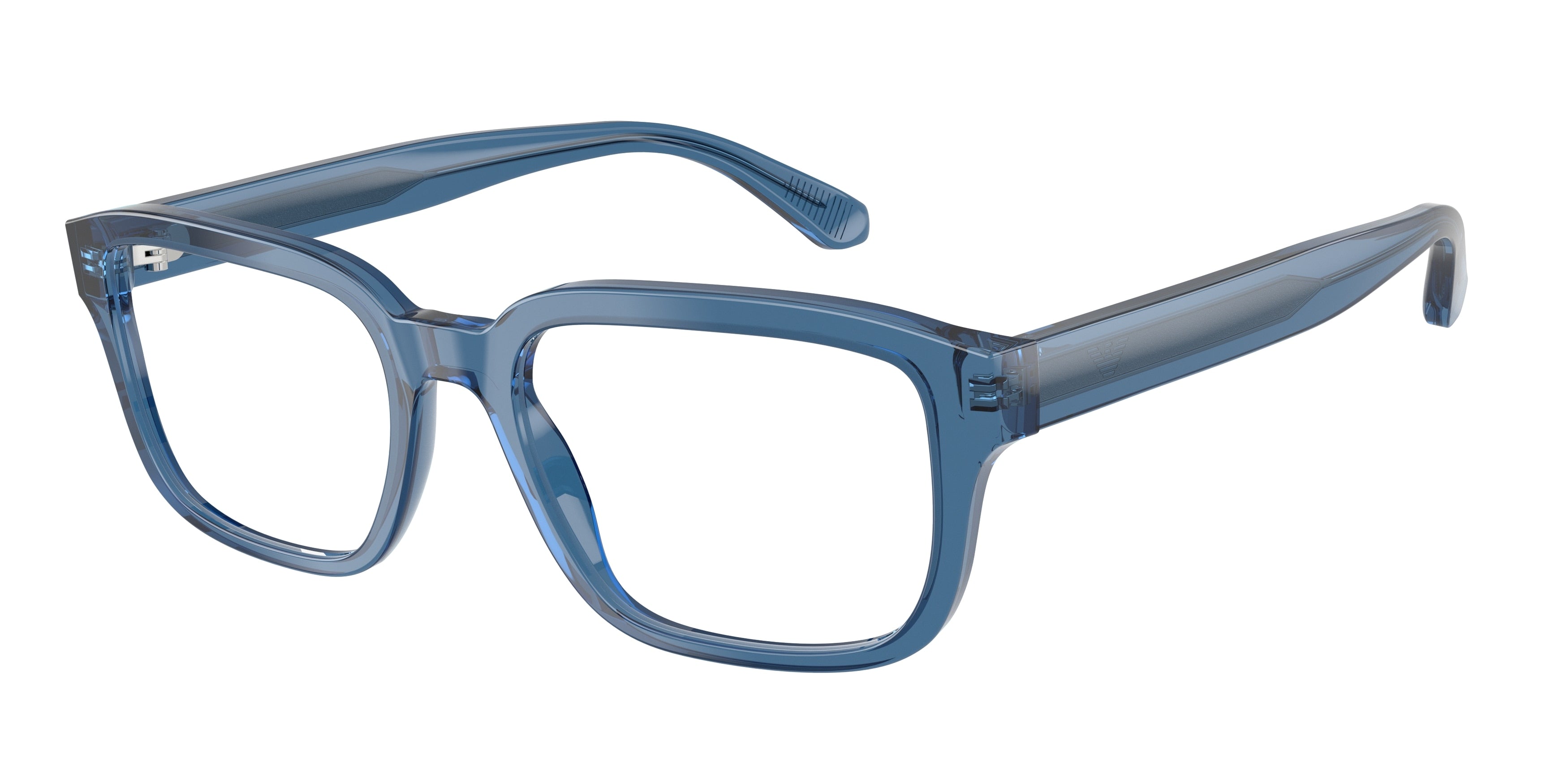 Emporio Armani EA3255 Pillow Eyeglasses 6247-Shiny Transparent Blue 55-145-19 - Color Map Blue