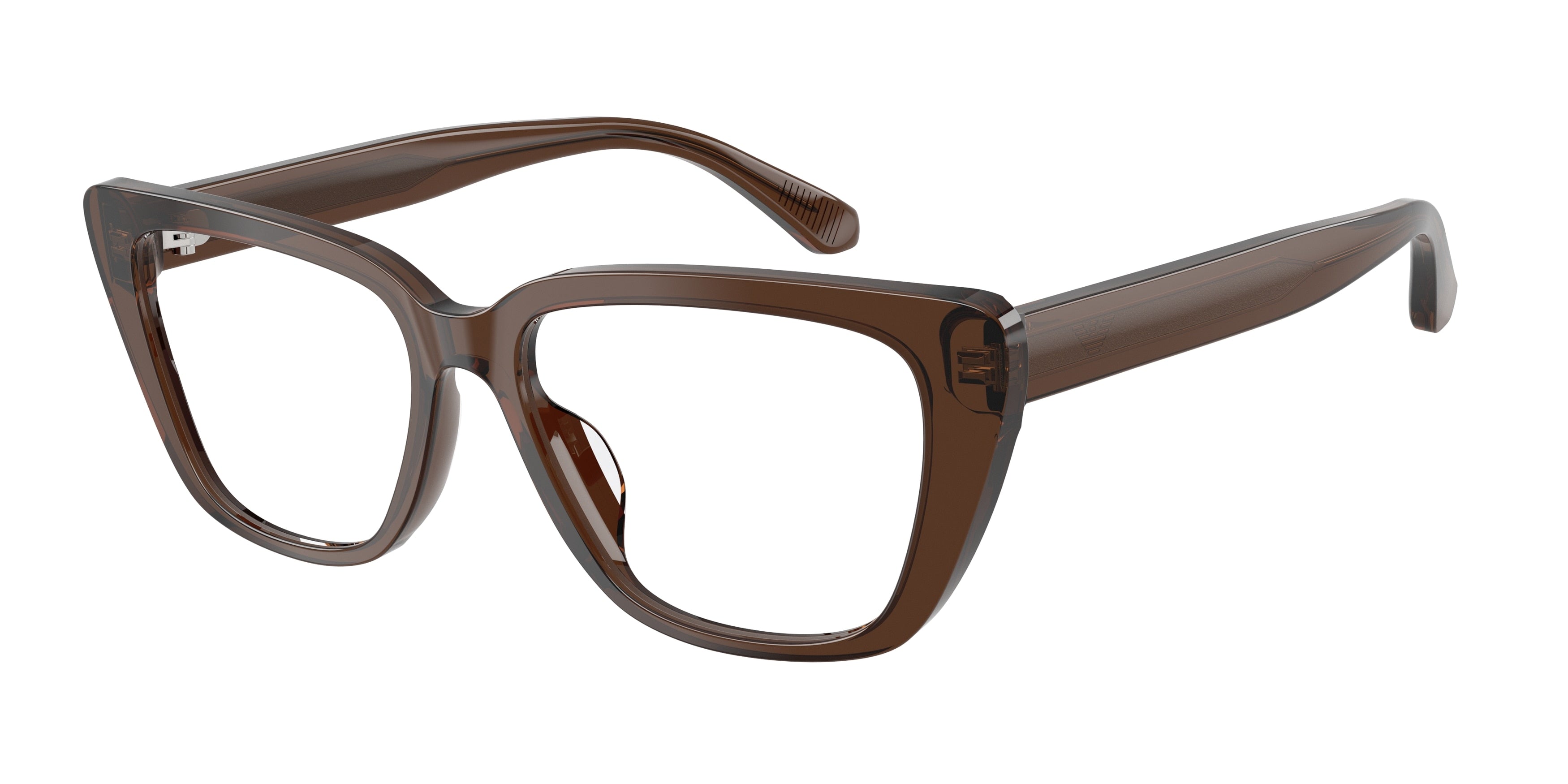Emporio Armani EA3256U Cat Eye Eyeglasses 6251-Shiny Transparent Brown 54-140-16 - Color Map Brown
