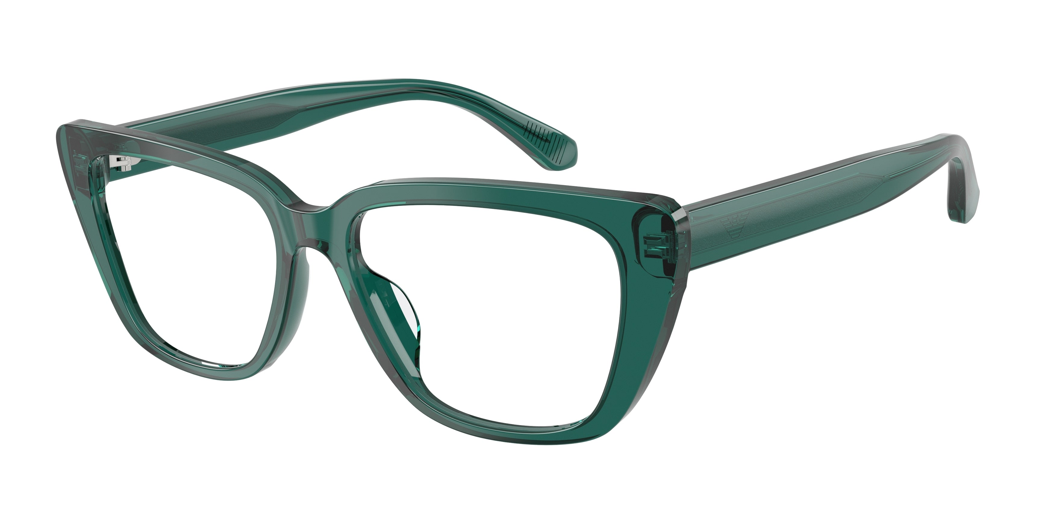Emporio Armani EA3256U Cat Eye Eyeglasses 6252-Shiny Transparent Green 54-140-16 - Color Map Green
