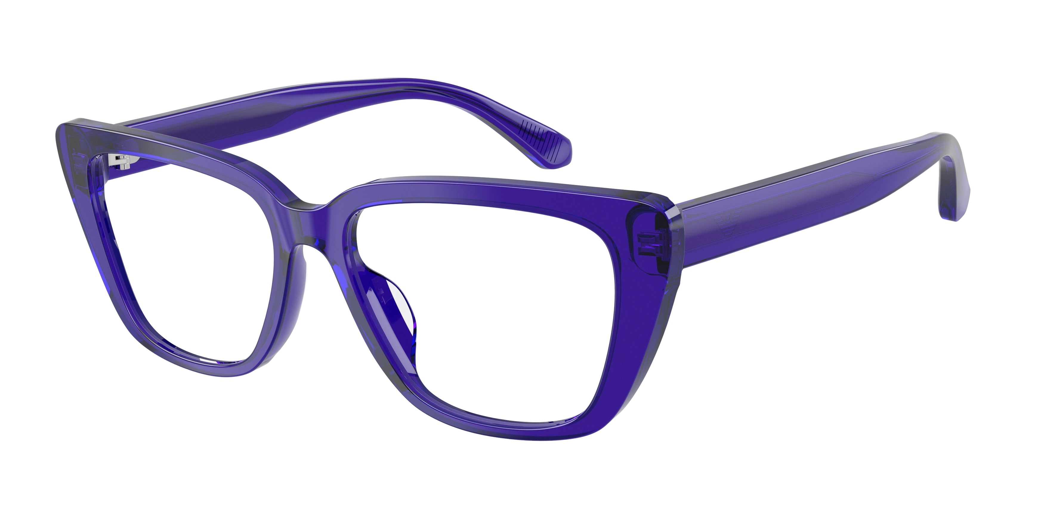 Emporio Armani EA3256U Cat Eye Eyeglasses 6253-Shiny Transparent Purple 54-140-16 - Color Map Violet