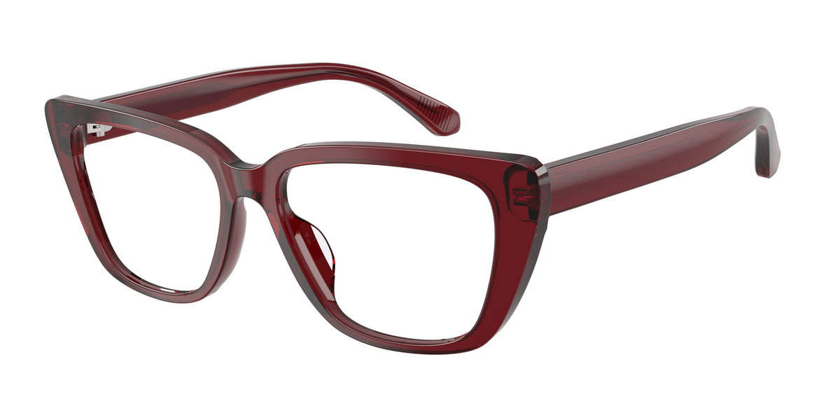 Emporio Armani EA3256U Cat Eye Eyeglasses 6254-Shiny Transparent Bordeaux 54-140-16 - Color Map Red