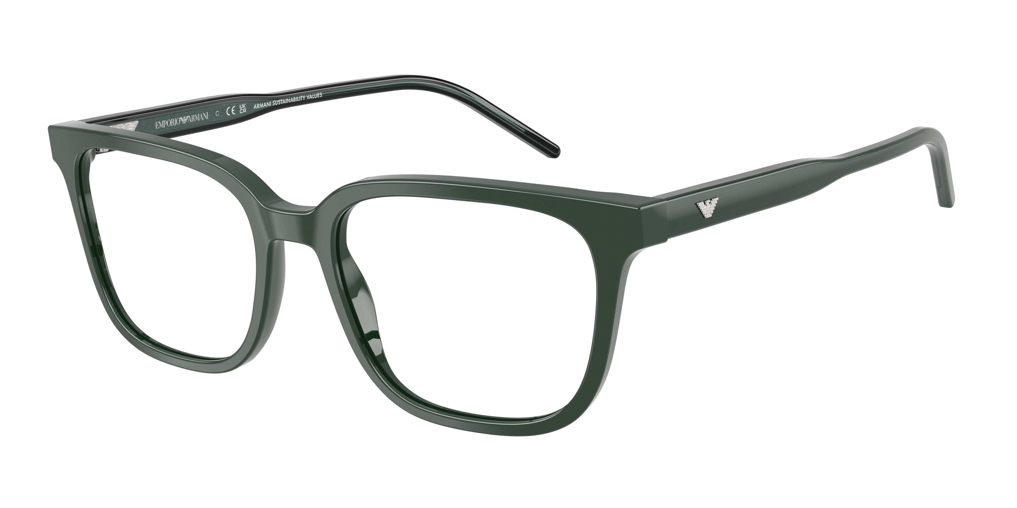 Emporio Armani EA3258F Square Eyeglasses 6257-Shiny Green 54-145-18 - Color Map Green