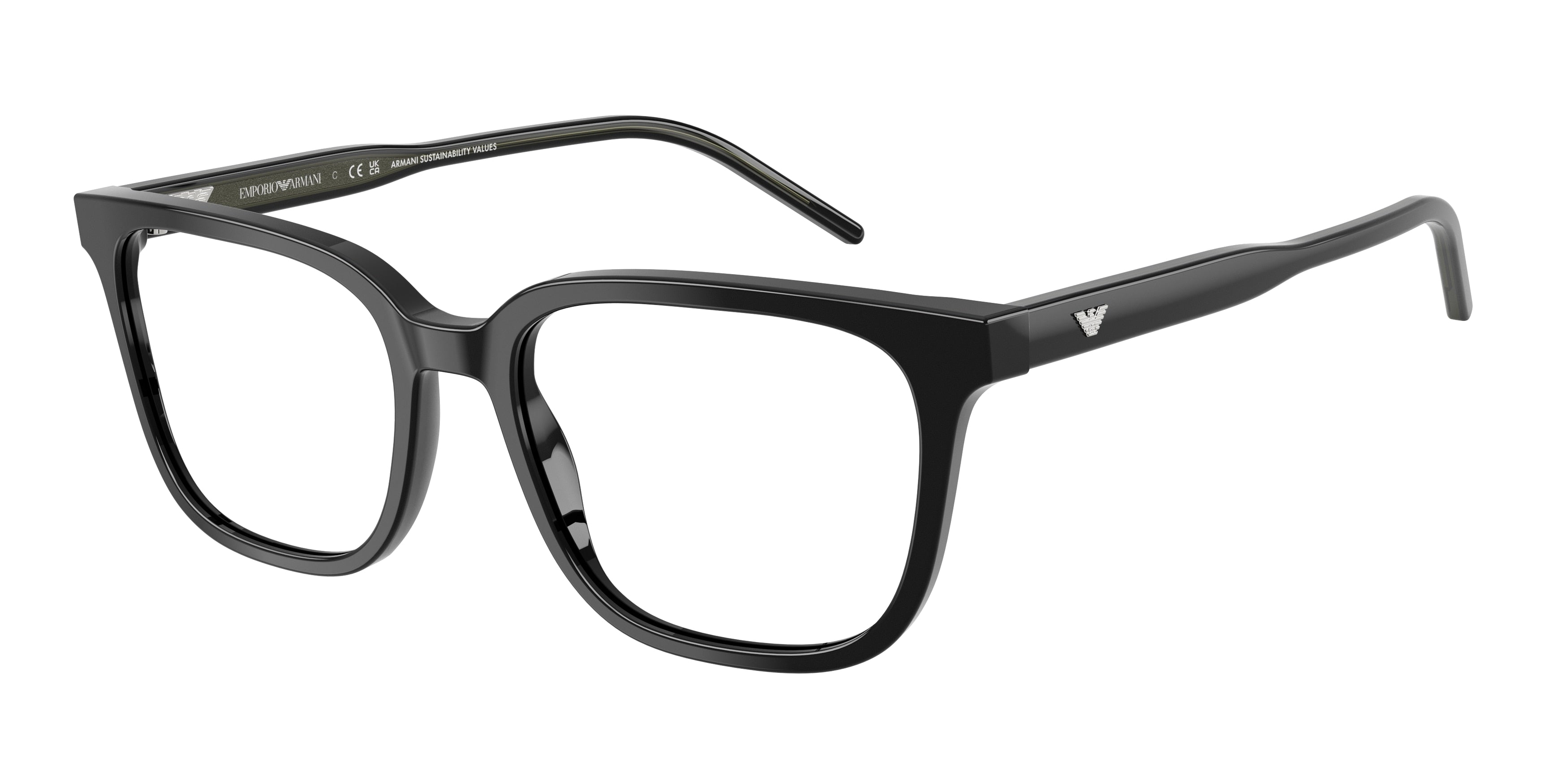 Emporio Armani EA3258 Square Eyeglasses 5017-Shiny Black 54-145-18 - Color Map Black