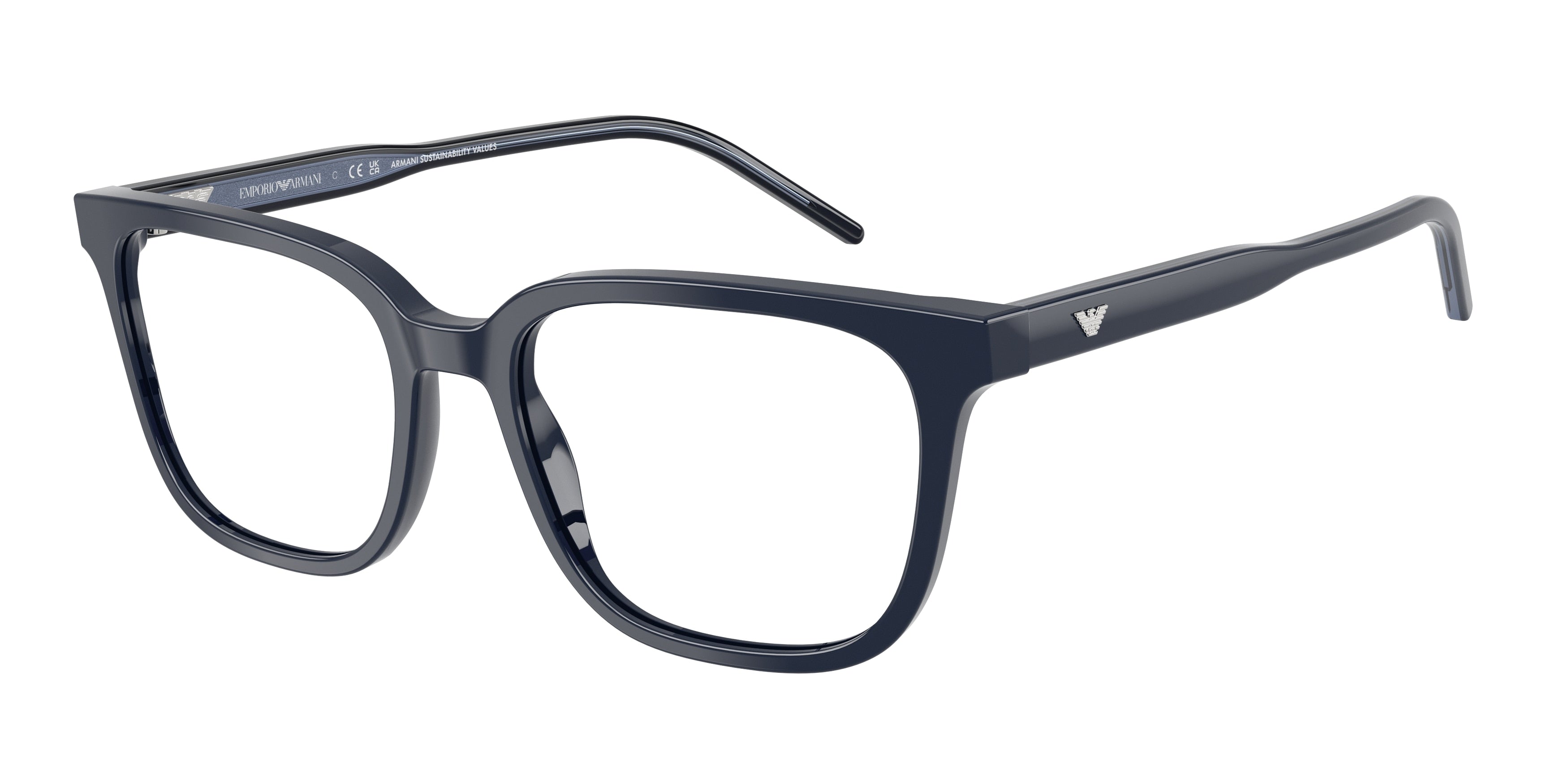 Emporio Armani EA3258 Square Eyeglasses 6256-Shiny Blue 54-145-18 - Color Map Blue