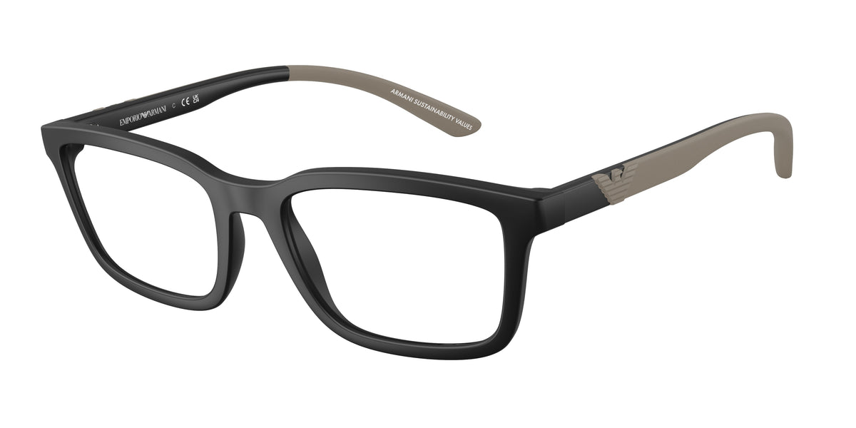 Emporio Armani EA3259 Rectangle Eyeglasses 5001-Matte Black 56-145-19 - Color Map Black