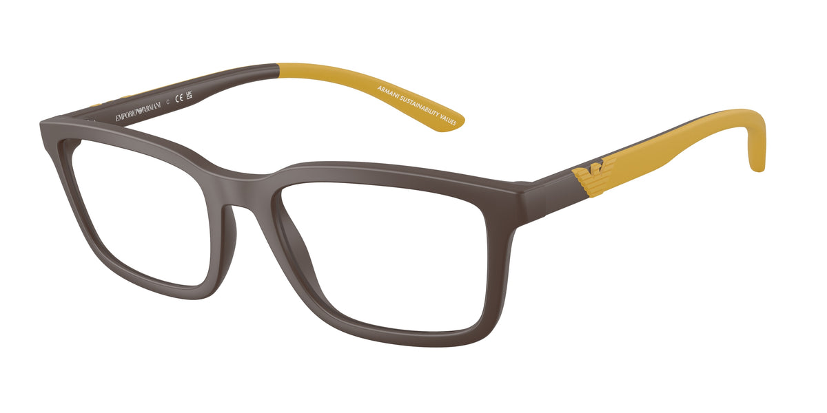 Emporio Armani EA3259 Rectangle Eyeglasses 6258-Matte Brown 56-145-19 - Color Map Brown