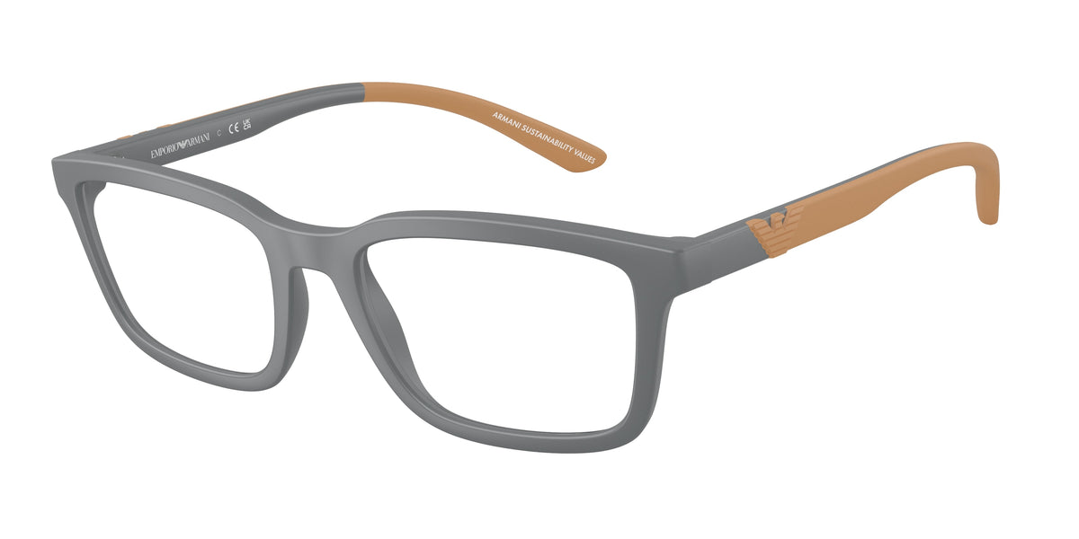 Emporio Armani EA3259 Rectangle Eyeglasses 6261-Matte Grey 56-145-19 - Color Map Grey
