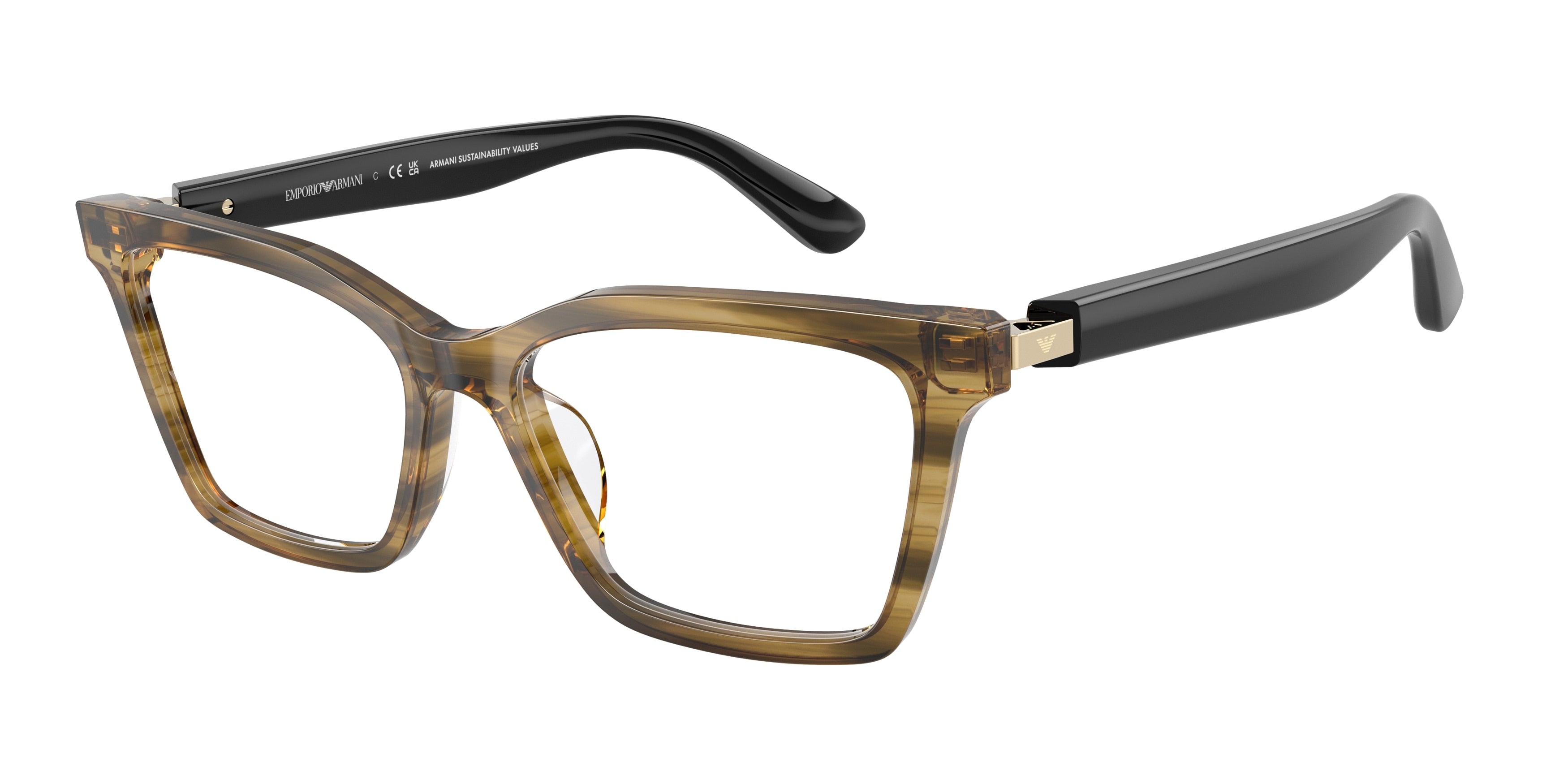 Emporio Armani EA3261U Butterfly Eyeglasses 6267-Shiny Striped Green 54-140-16 - Color Map Green