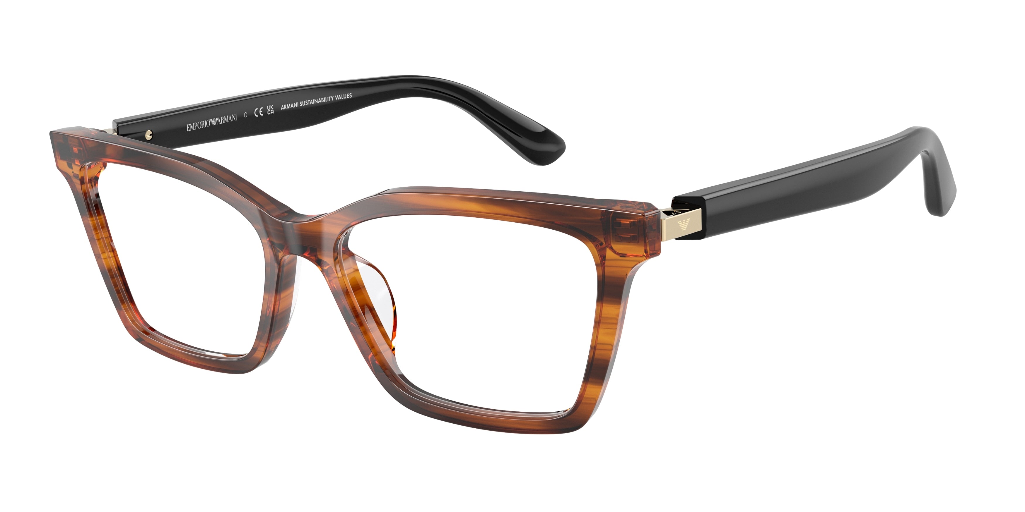 Emporio Armani EA3261U Butterfly Eyeglasses 6268-Shiny Striped Yellow 54-140-16 - Color Map Yellow