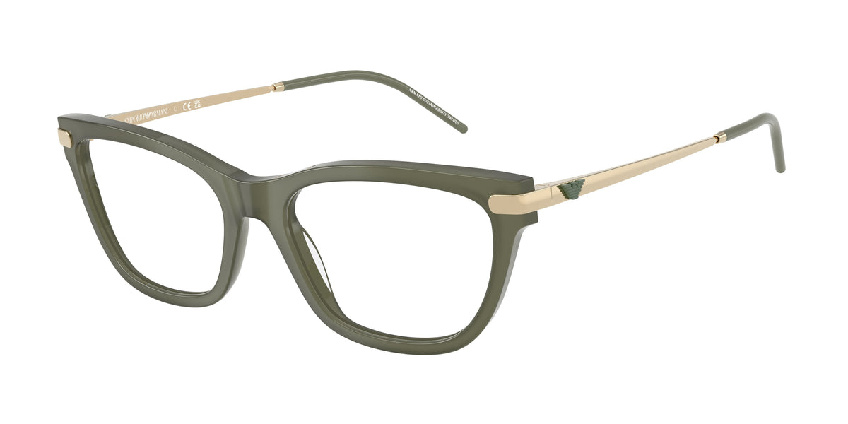 Emporio Armani EA3262 Cat Eye Eyeglasses 6264-Shiny Opal Green 54-140-17 - Color Map Green