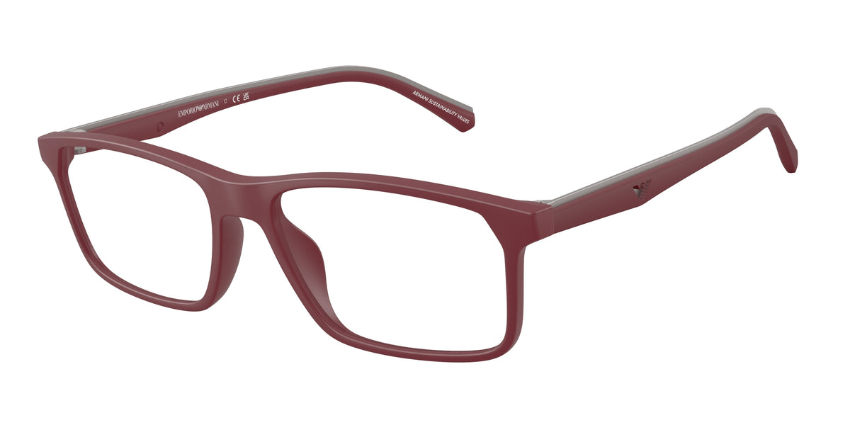 Emporio Armani EA3266U Pillow Eyeglasses for Men — Free Shipping - 54-145-17 / 5261-Matte Bordeaux