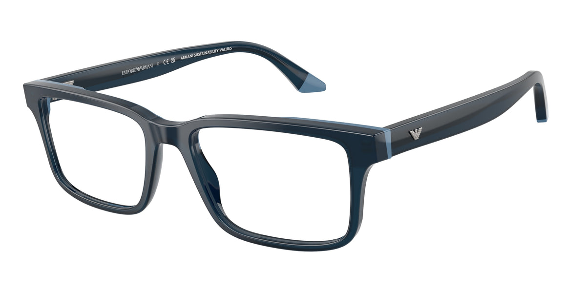 Emporio Armani EA3269 Rectangle Eyeglasses for Men — Free Shipping - 54-145-18 / 6317-Opaline Blue
