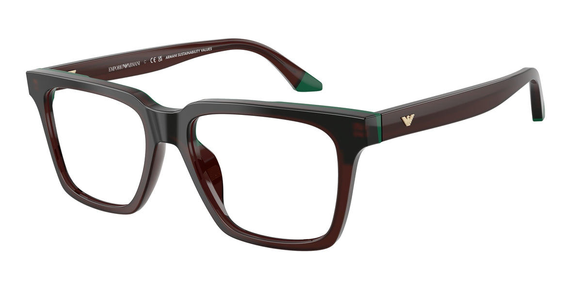 Emporio Armani EA3272U Square Eyeglasses for Men — Free Shipping - 54-145-17 / 6315-Opaline Brown/Green