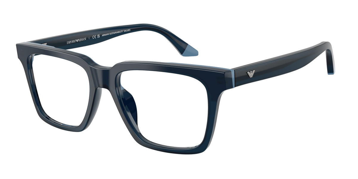 Emporio Armani EA3272U Square Eyeglasses for Men — Free Shipping - 54-145-17 / 6317-Opaline Blue