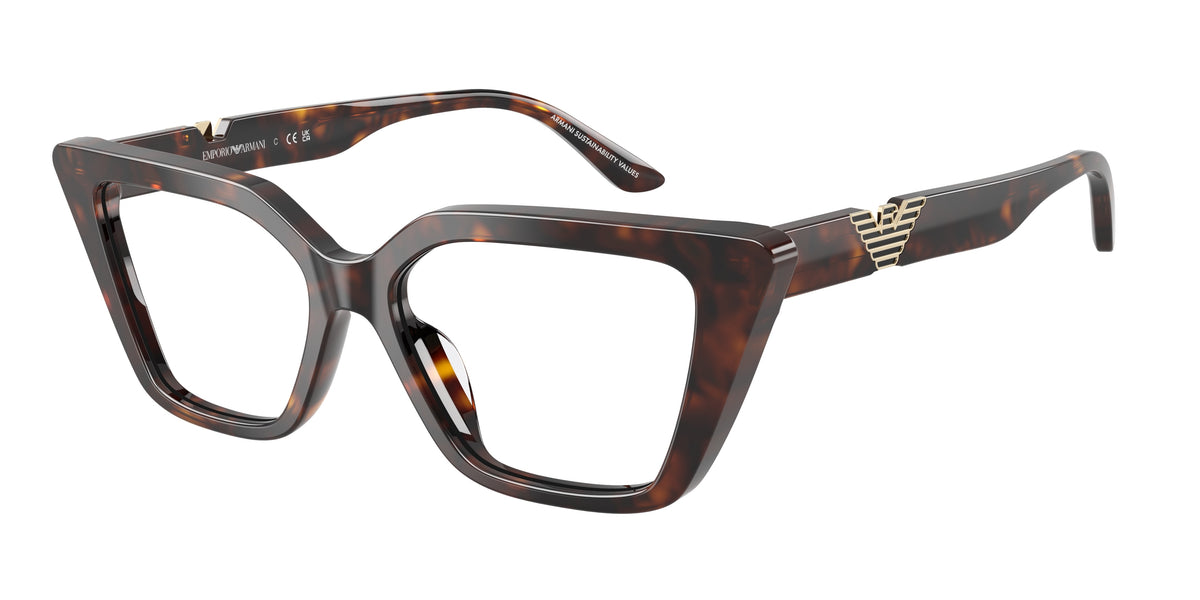 Emporio Armani EA3273U Cat Eye Eyeglasses for Women — Free Shipping - 52-140-16 / 5026-Shiny Havana