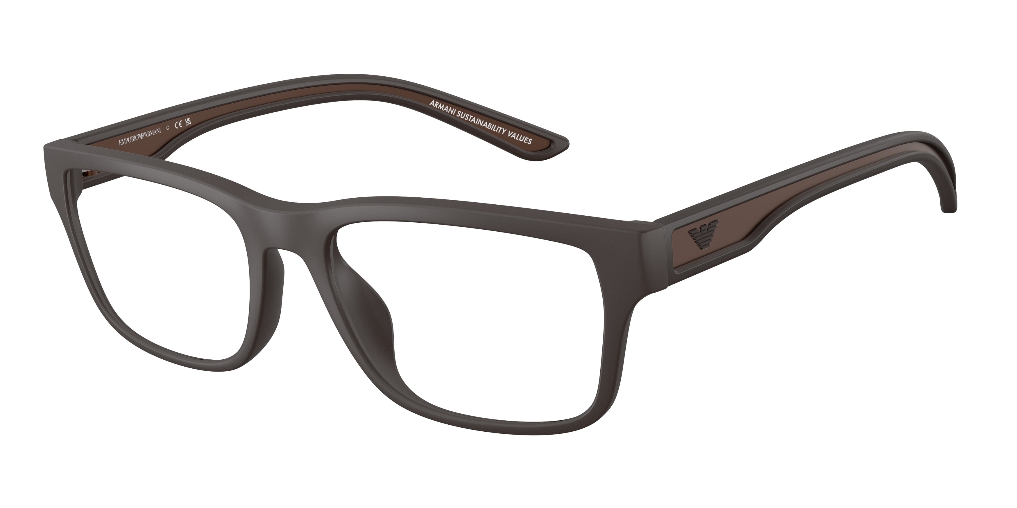 Emporio Armani EA3276U Pillow Eyeglasses 6186-Rubberized Matte Brown 56-145-18 - Color Map Brown