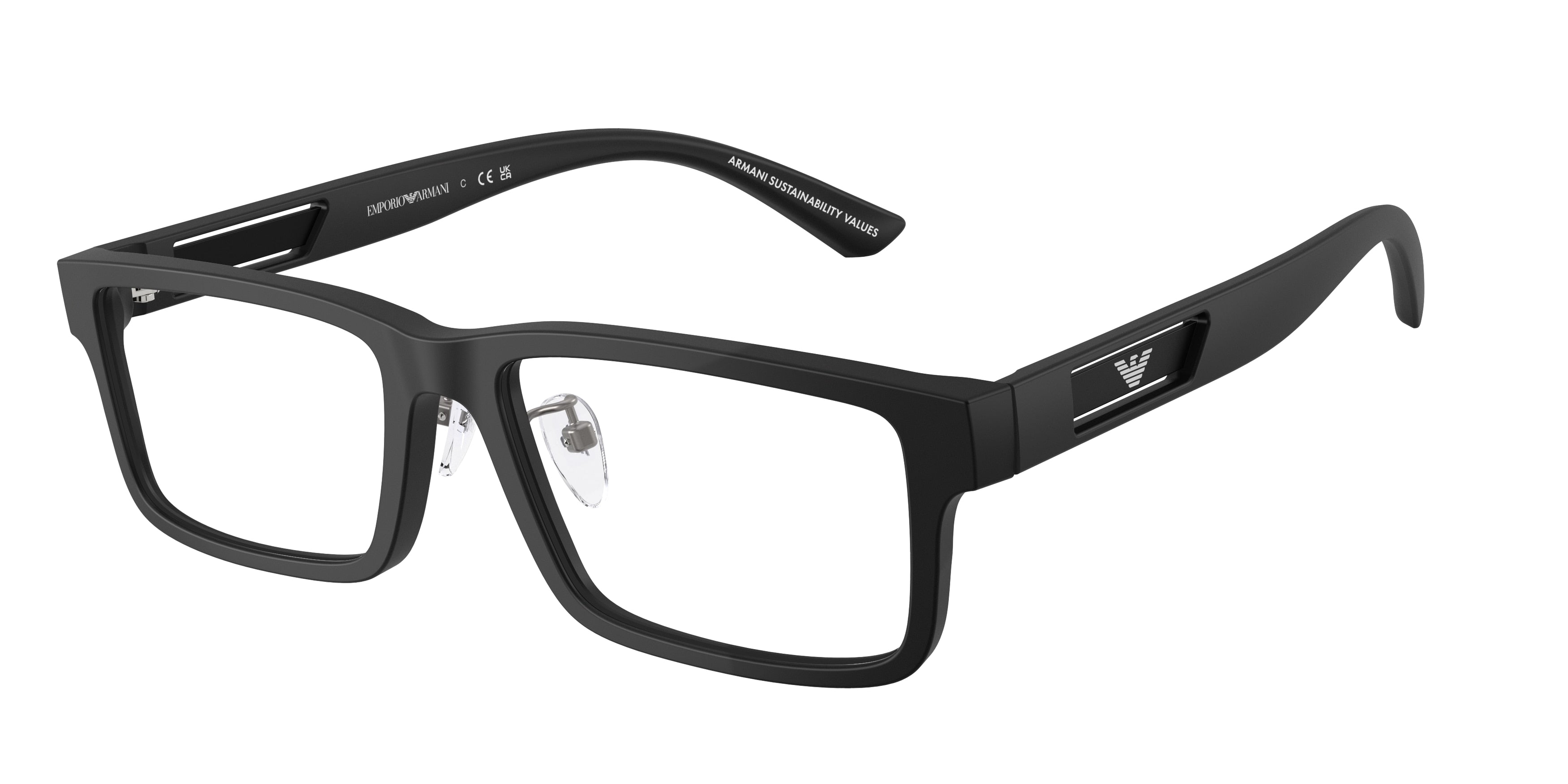 Emporio Armani EA3278F Rectangle Eyeglasses 5001-Matte Black 55-145-17 - Color Map Black