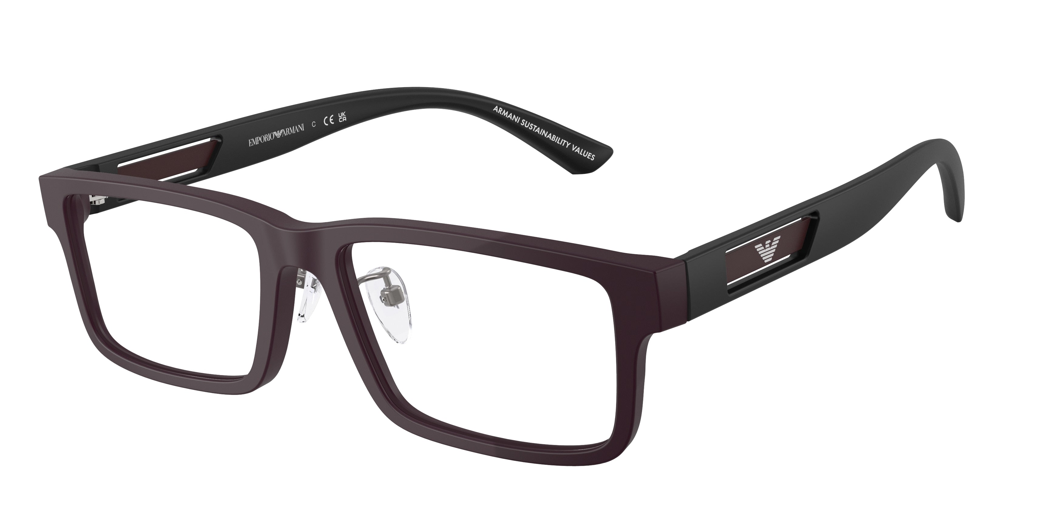 Emporio Armani EA3278F Rectangle Eyeglasses 6371-Matte Plum 55-145-17 - Color Map Violet
