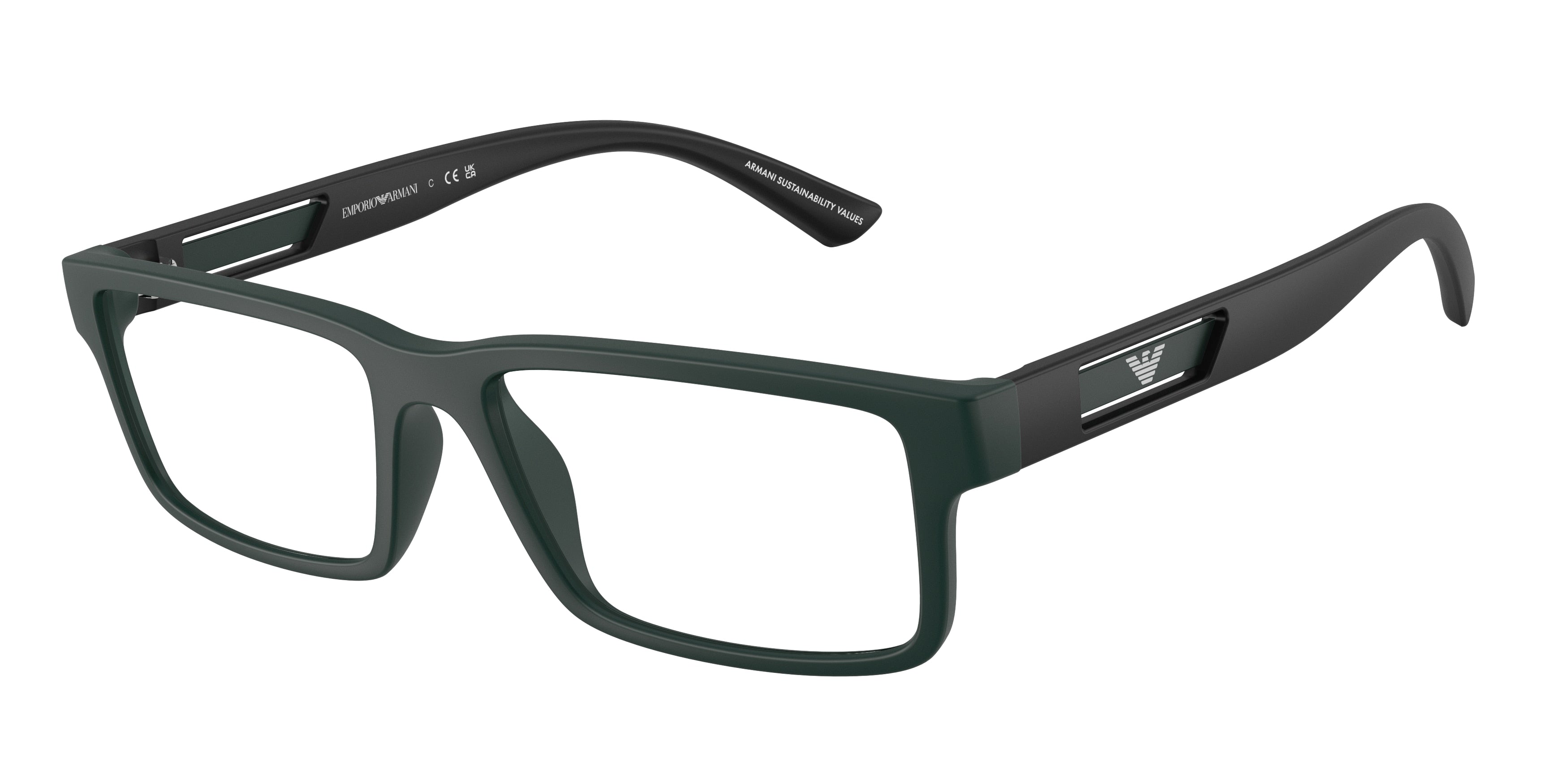 Emporio Armani EA3278 Rectangle Eyeglasses 6370-Matte Petrol 55-145-17 - Color Map Blue