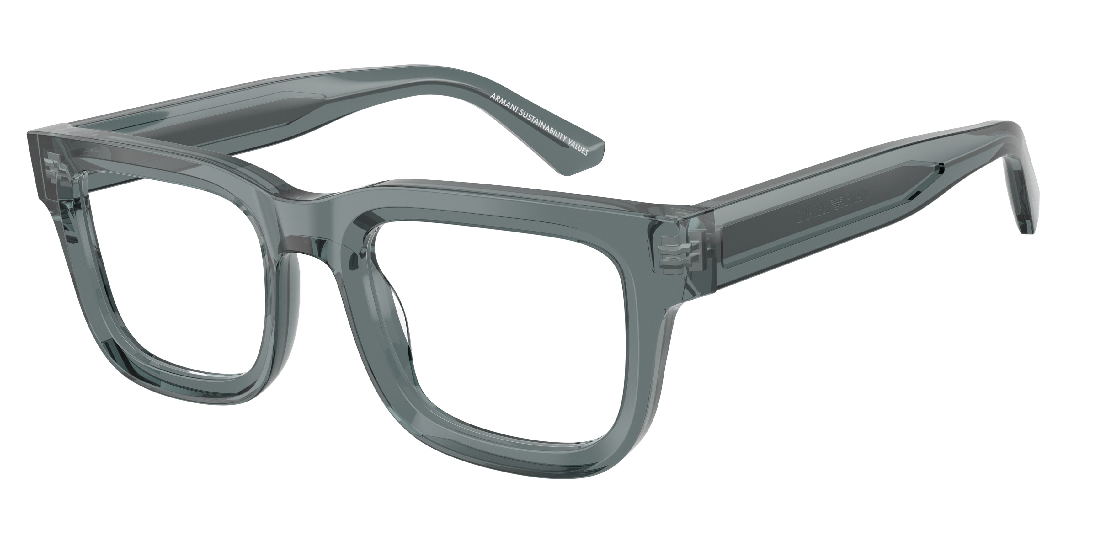 Emporio Armani EA3279F Square Eyeglasses 6364-Shiny Transparent Grey 51-145-21 - Color Map Grey