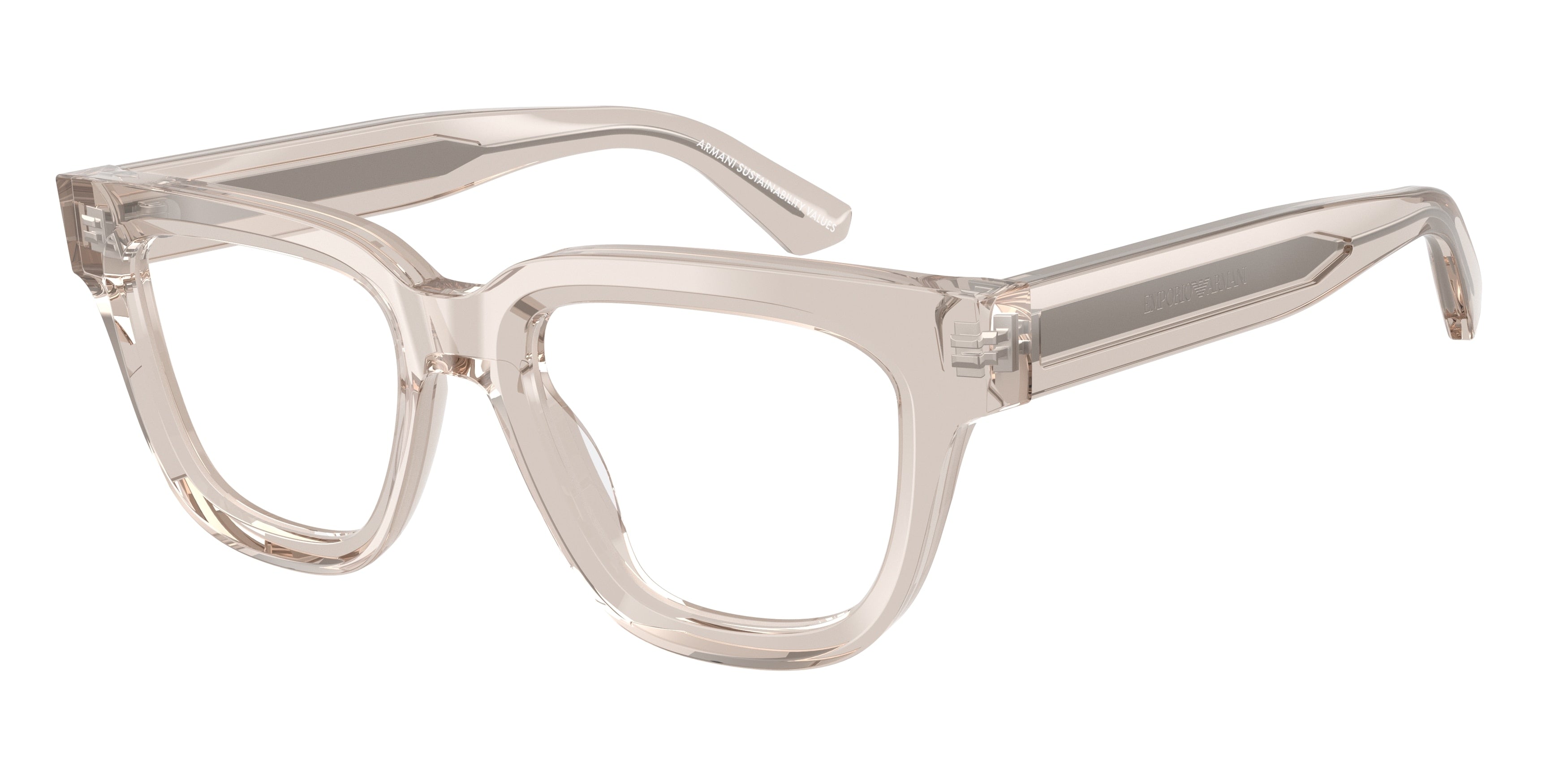Emporio Armani EA3281F Irregular Eyeglasses 6363-Shiny Transparent Tundra 51-140-19 - Color Map Brown