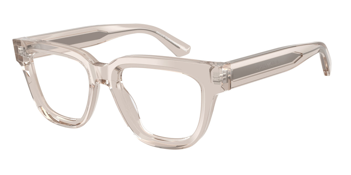 Emporio Armani EA3281 Irregular Eyeglasses 6363-Shiny Transparent Tundra 51-140-19 - Color Map Brown