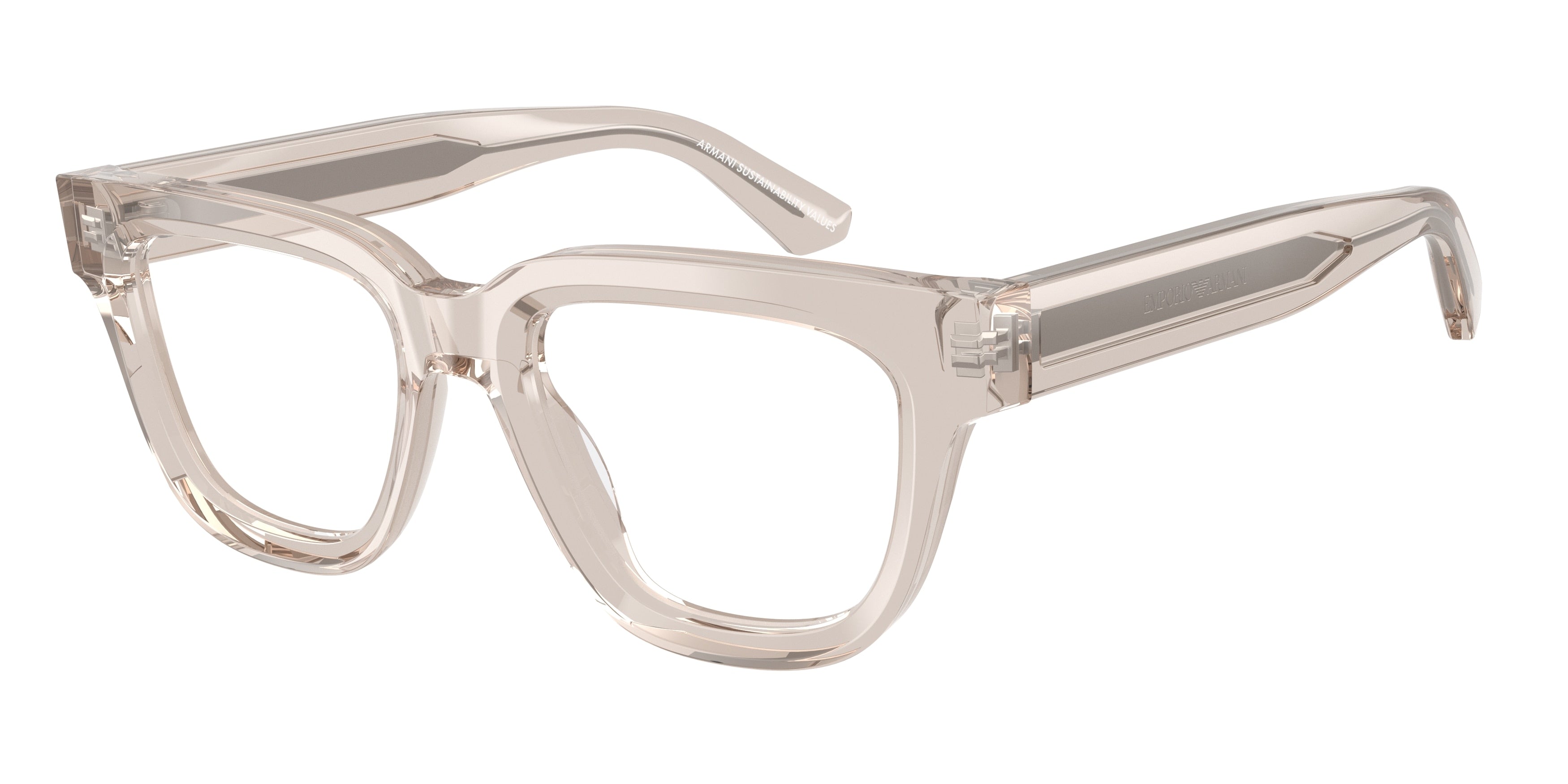 Emporio Armani EA3281 Irregular Eyeglasses 6363-Shiny Transparent Tundra 51-140-19 - Color Map Brown