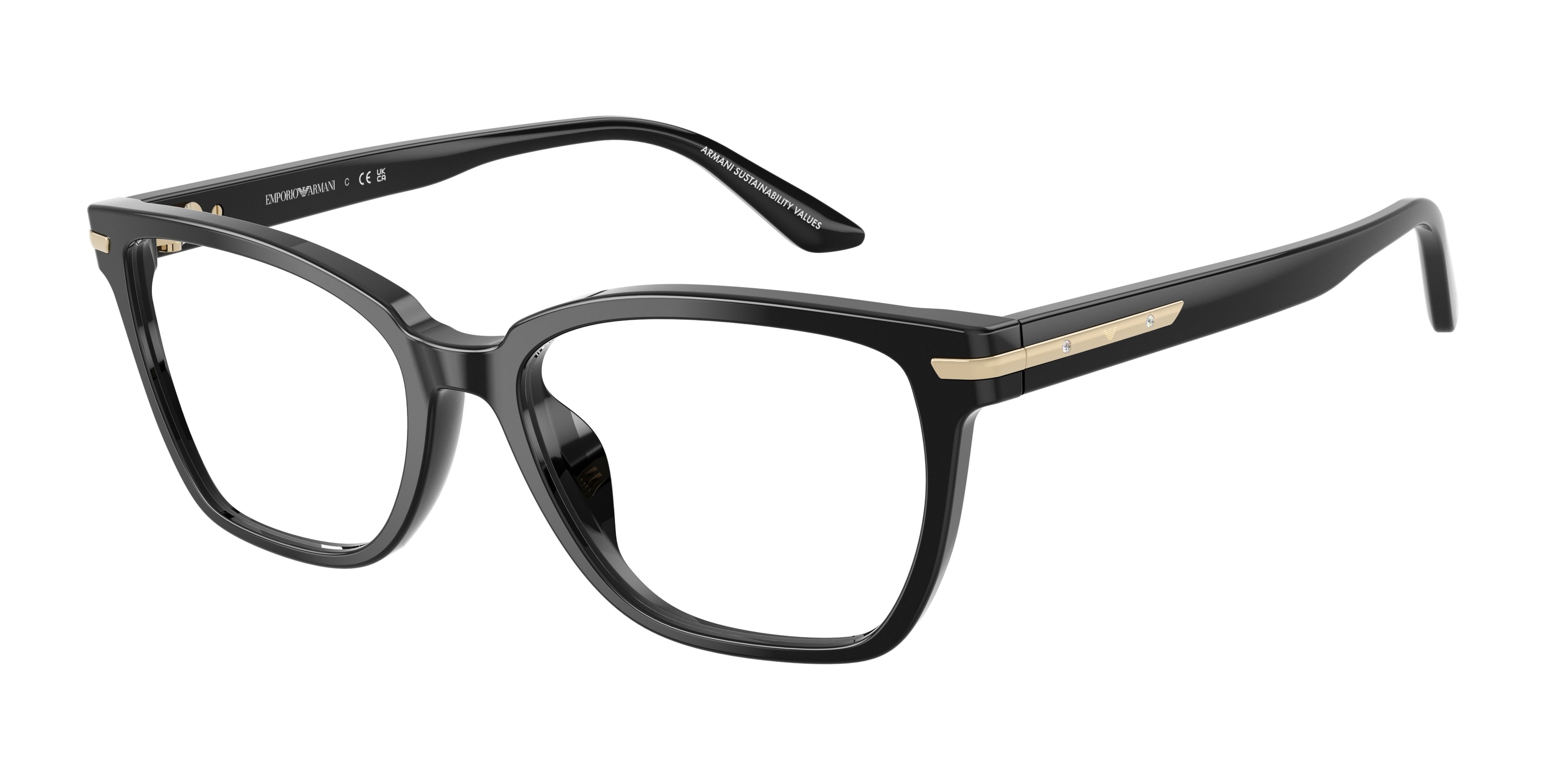 Emporio Armani EA3282BU Cat Eye Eyeglasses 5017-Shiny Black 54-140-17 - Color Map Black