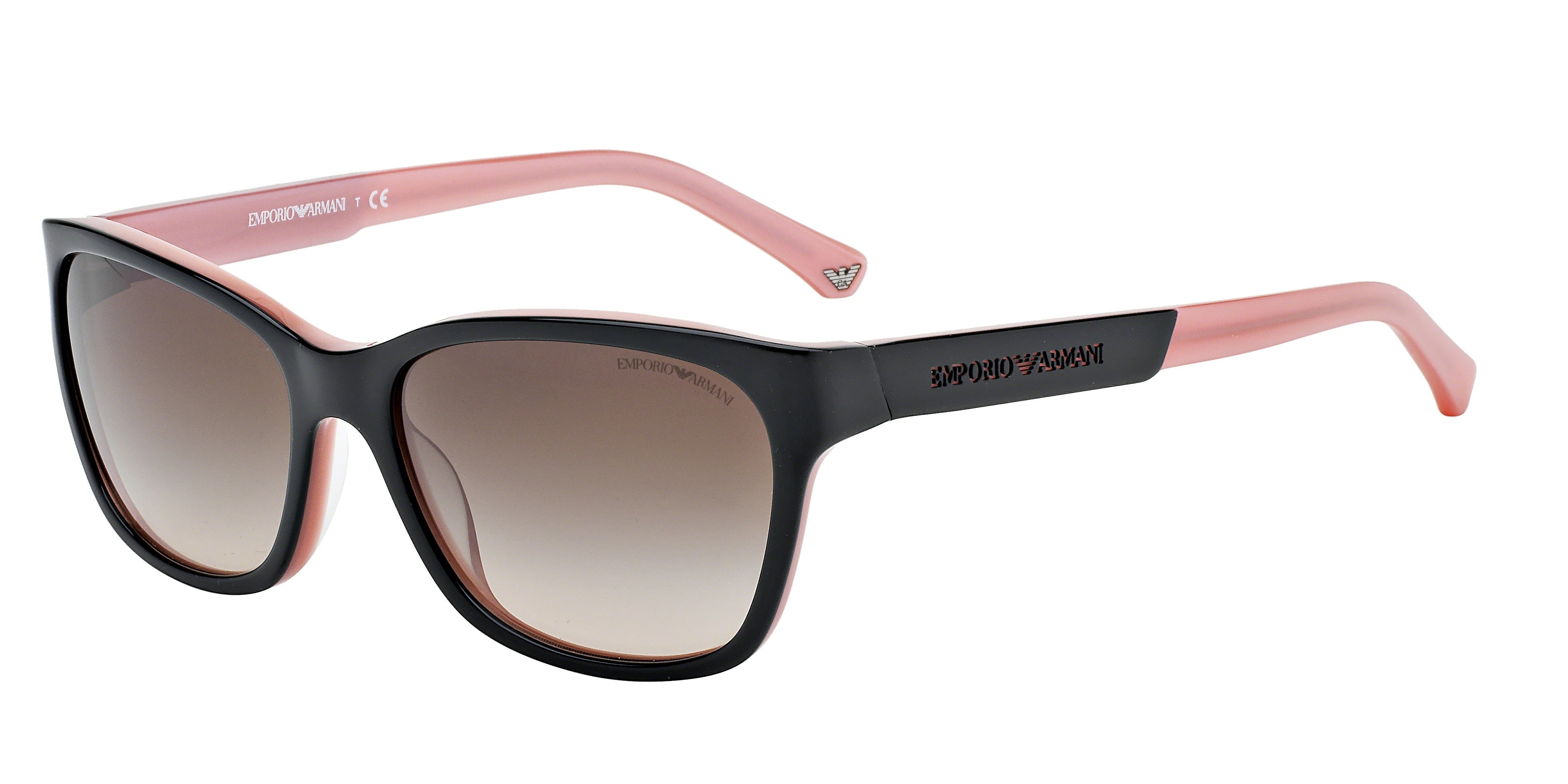 Emporio Armani EA4004 Square Sunglasses  504613-Shiny Black & Pink 56-140-17 - Color Map Black