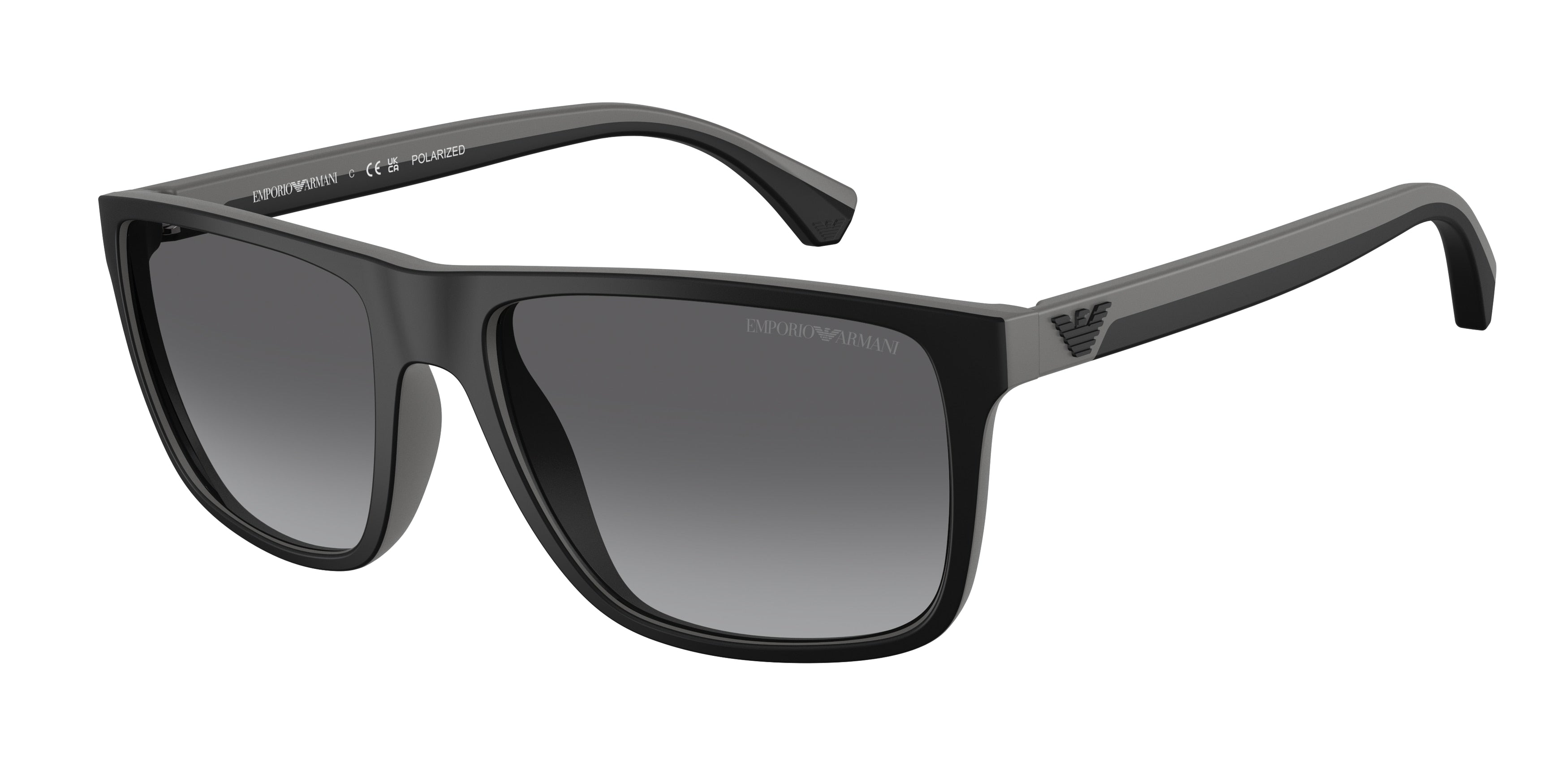 Emporio Armani EA4033 Square Sunglasses 5229T3-Rubber Black & Grey 56-140-17 - Color Map Black