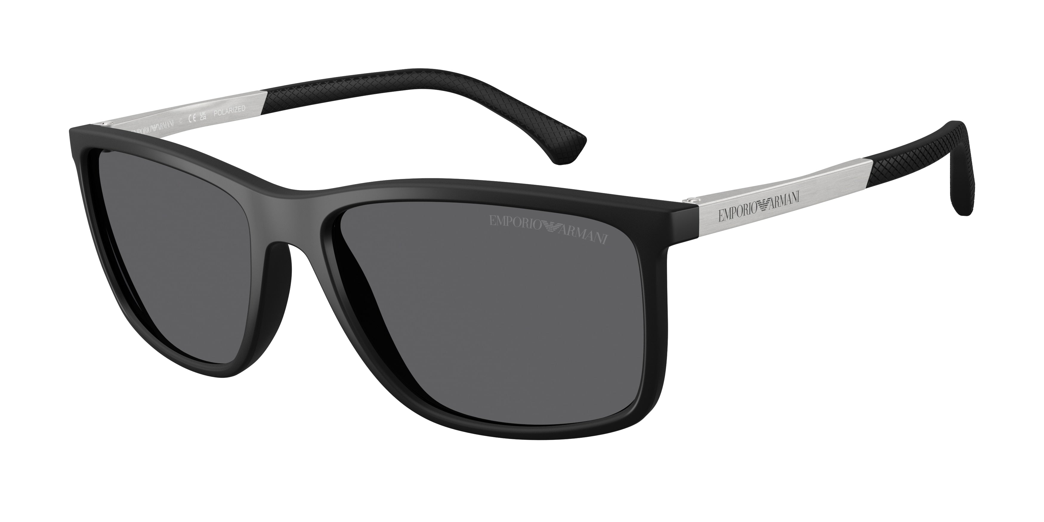 Emporio Armani EA4058 Rectangle Sunglasses 506381-Rubber Black 58-140-17 - Color Map Black