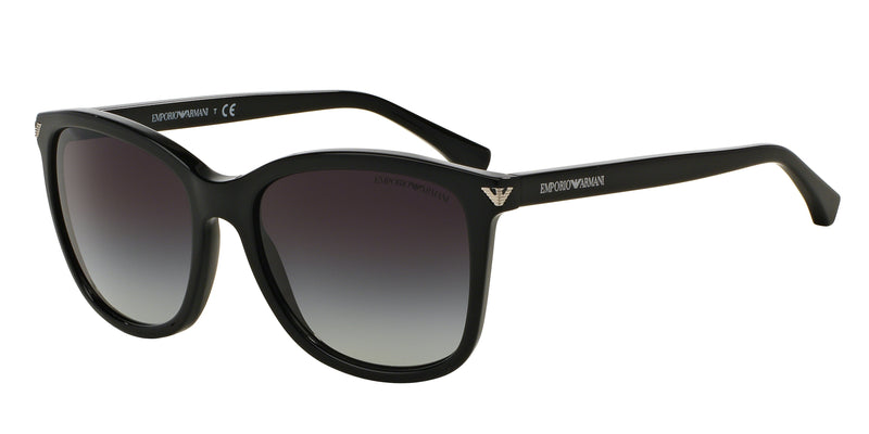 Emporio Armani EA4060F Square Sunglasses 50178G-Shiny Black 56-140-18 - Color Map Black