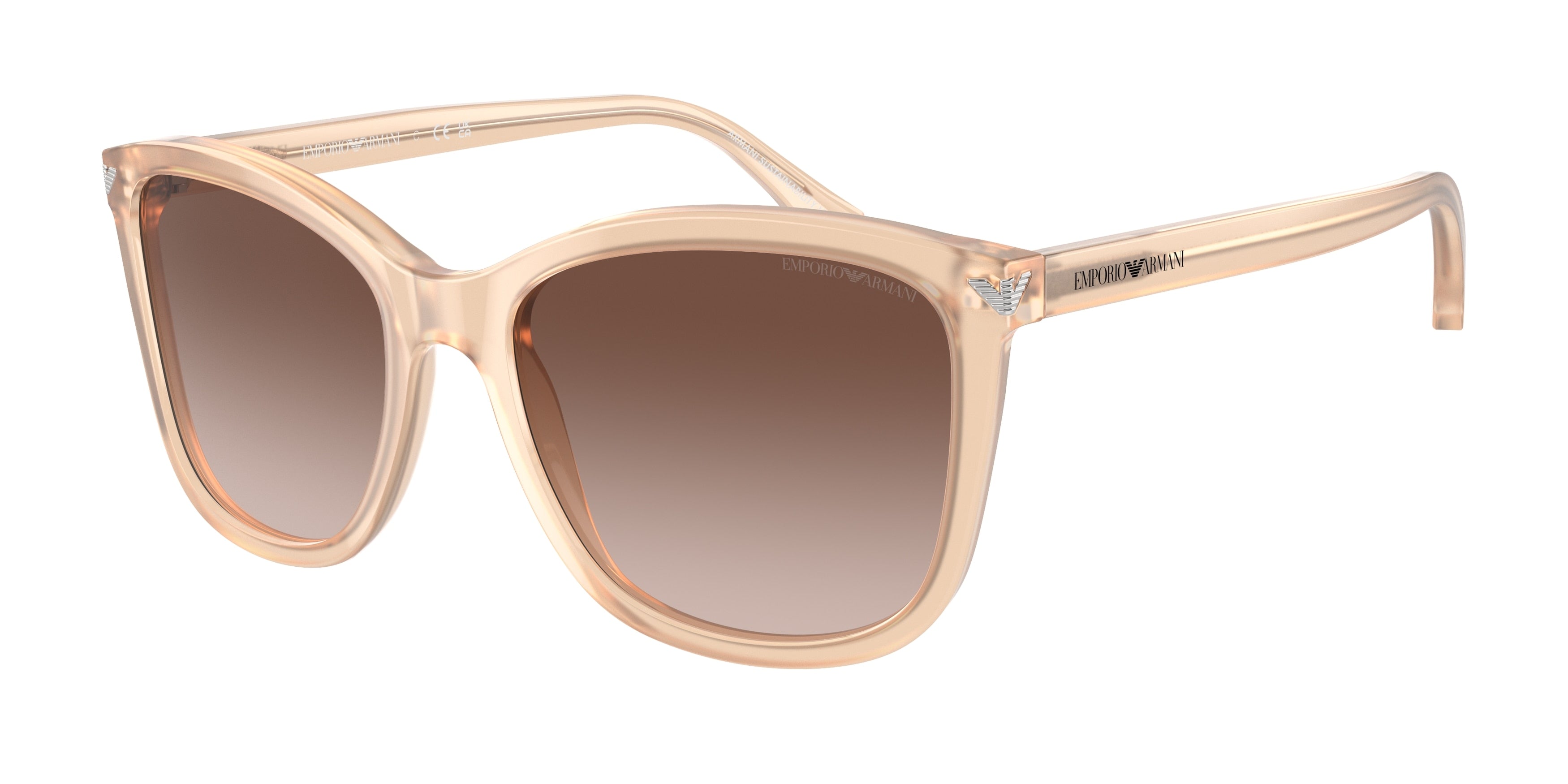 Emporio Armani EA4060F Square Sunglasses 609813-Shiny Opaline Beige 56-140-18 - Color Map Brown