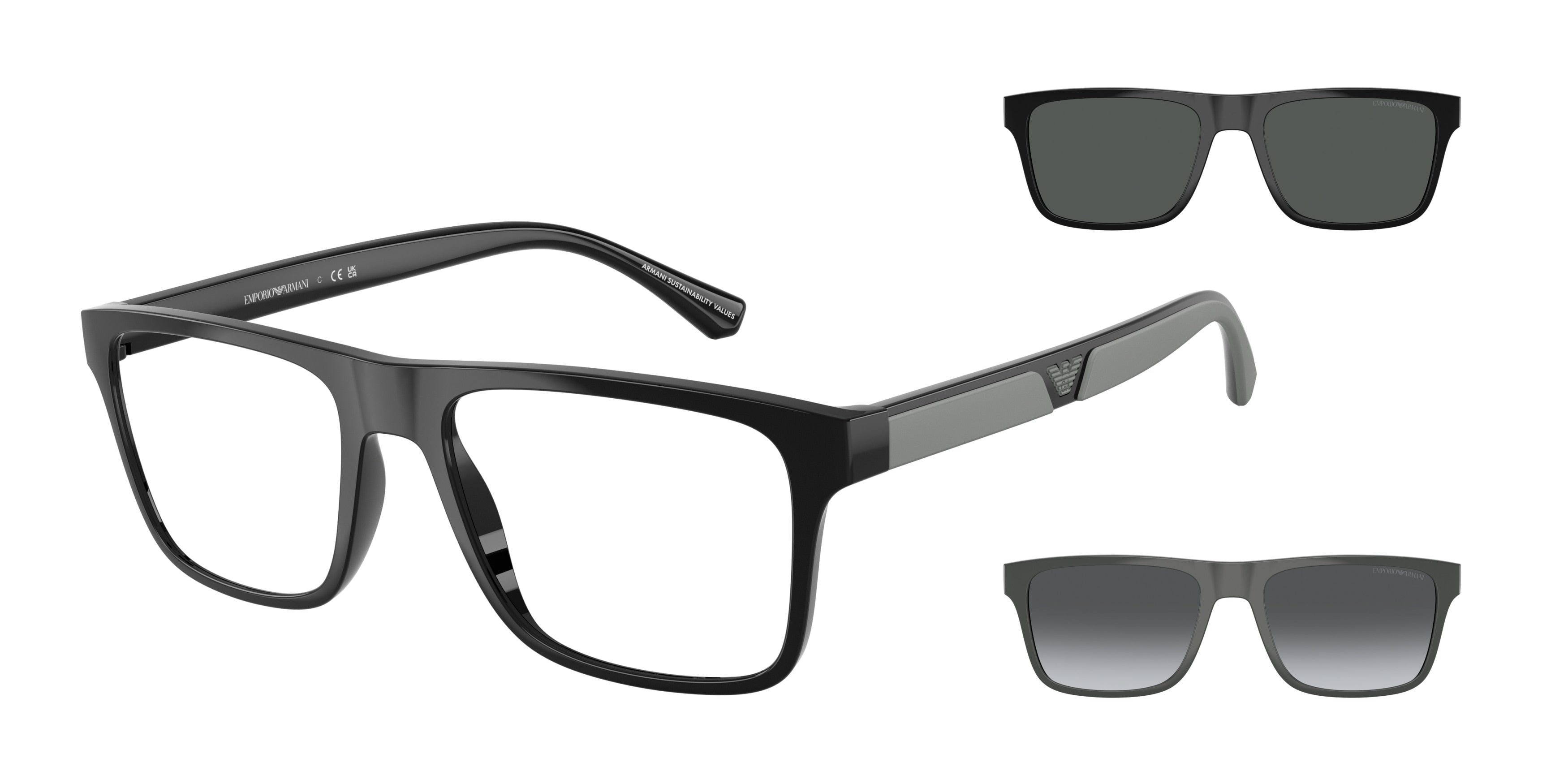 Emporio Armani EA4115F Rectangle Sunglasses  50171W-Shiny Black 54-145-18 - Color Map Black