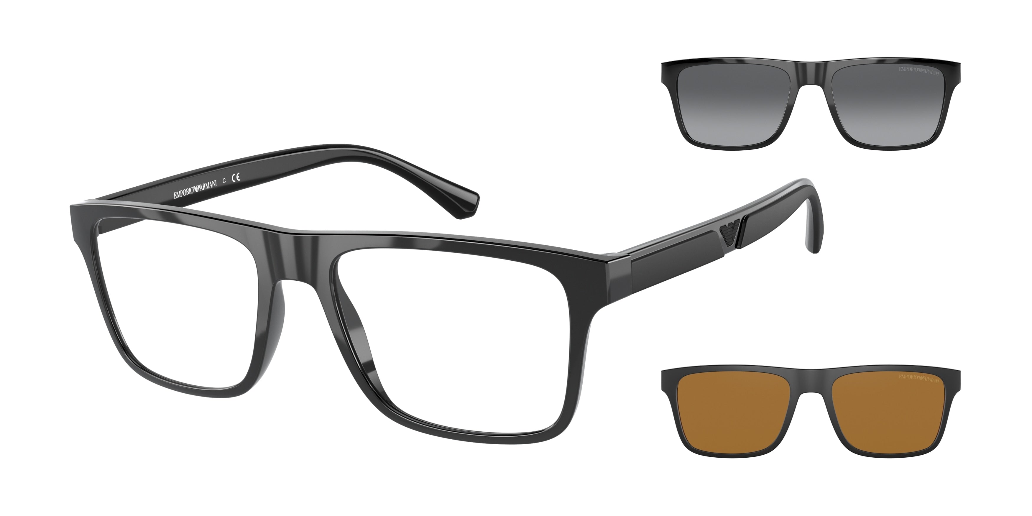 Emporio Armani EA4115 Rectangle Sunglasses 50171W-Black 54-145-18 - Color Map Black