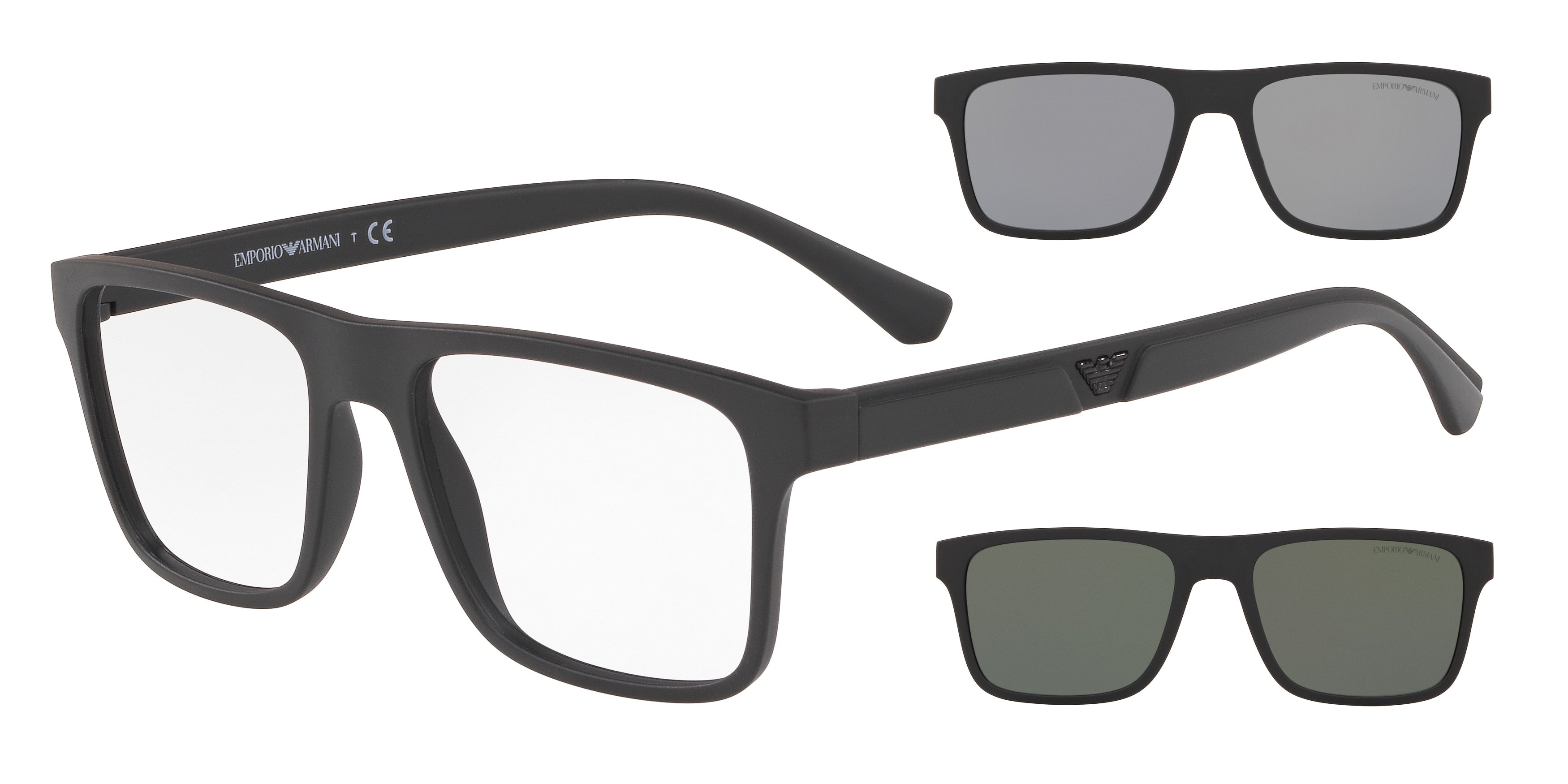 Emporio Armani EA4115 Rectangle Sunglasses 58011W-Matte Black 54-145-18 - Color Map Black