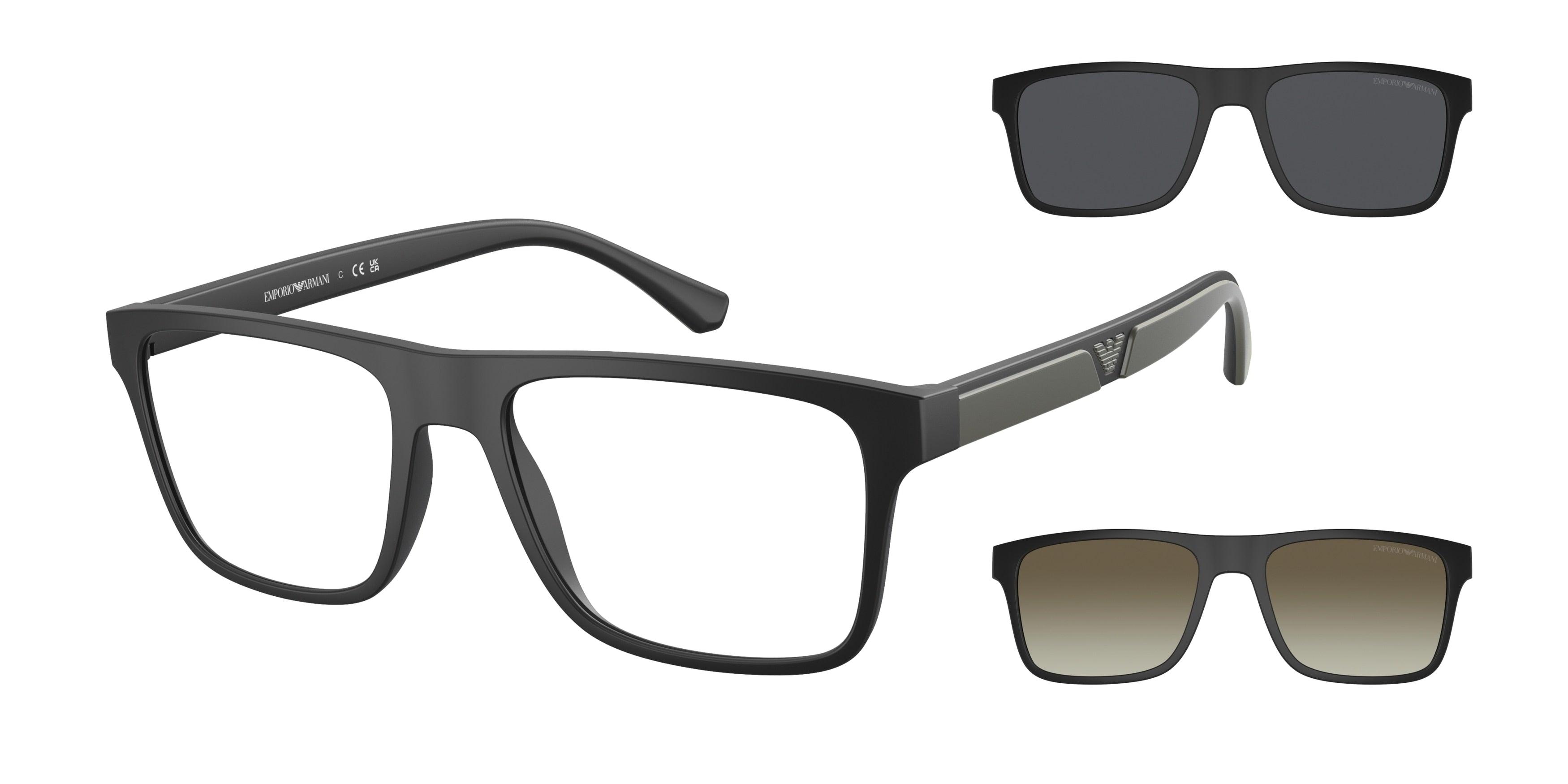 Emporio Armani EA4115 Rectangle Sunglasses 58531W-Matte Black 54-145-18 - Color Map Black