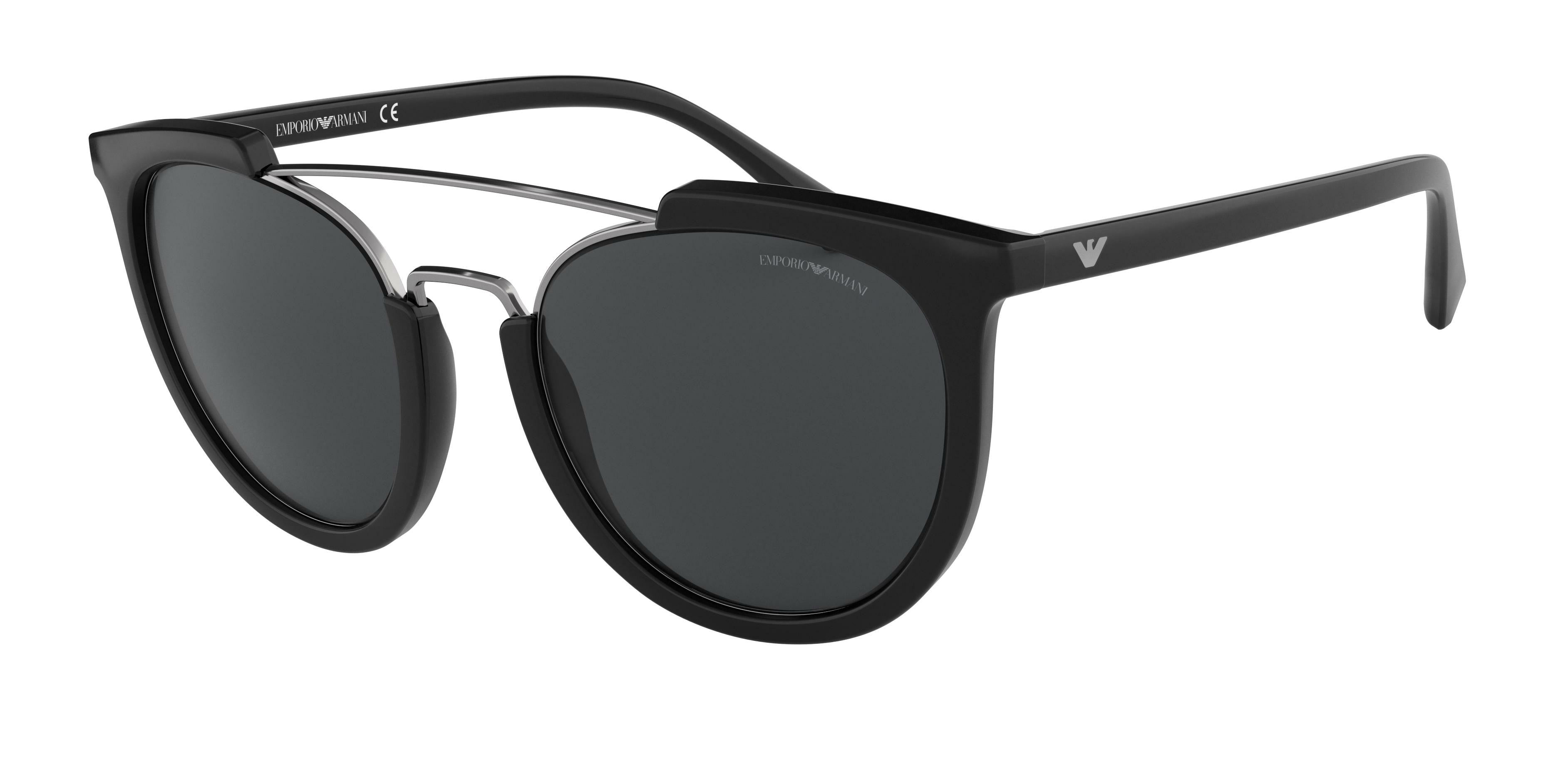 Emporio Armani EA4122 Irregular Sunglasses 501787-Black 53-140-20 - Color Map Black