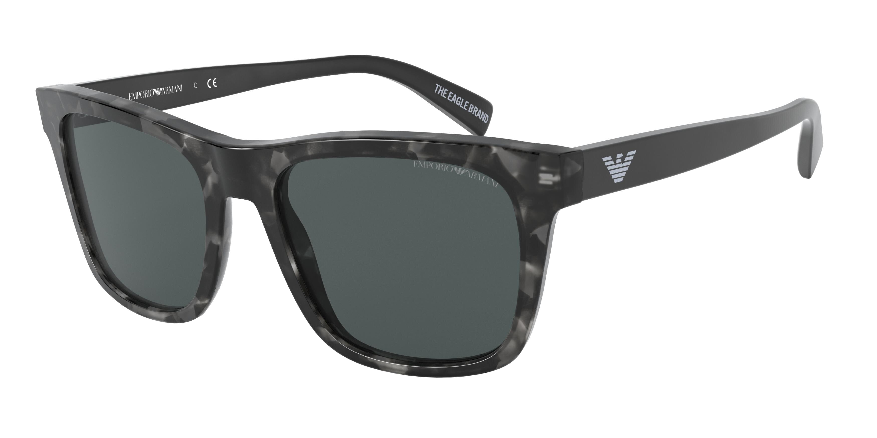 Emporio Armani EA4142 Square Sunglasses  582487-Shiny Grey Havana 55-145-19 - Color Map Grey