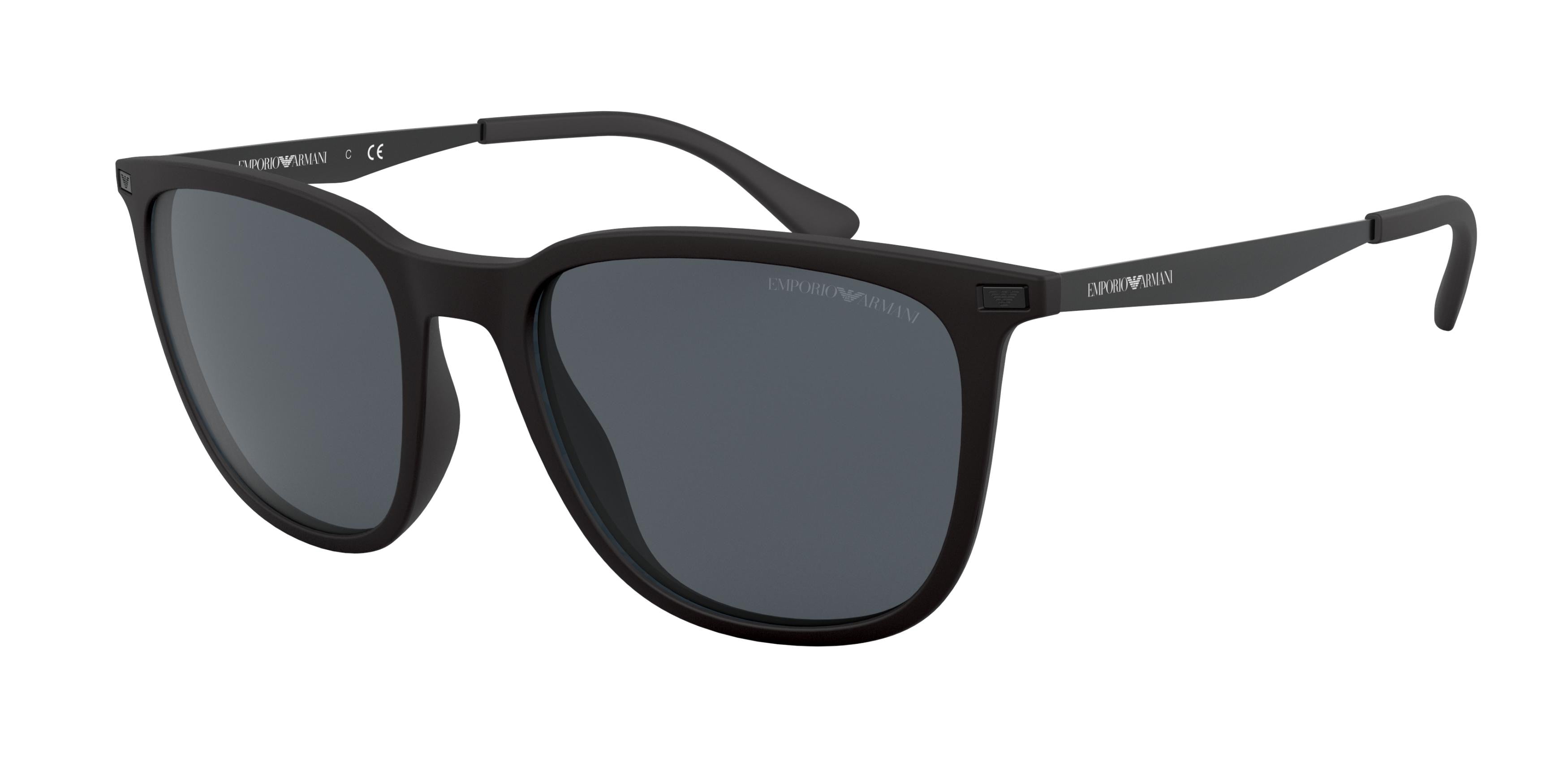 Emporio Armani EA4149 Square Sunglasses  504287-Matte Black 55-150-19 - Color Map Black