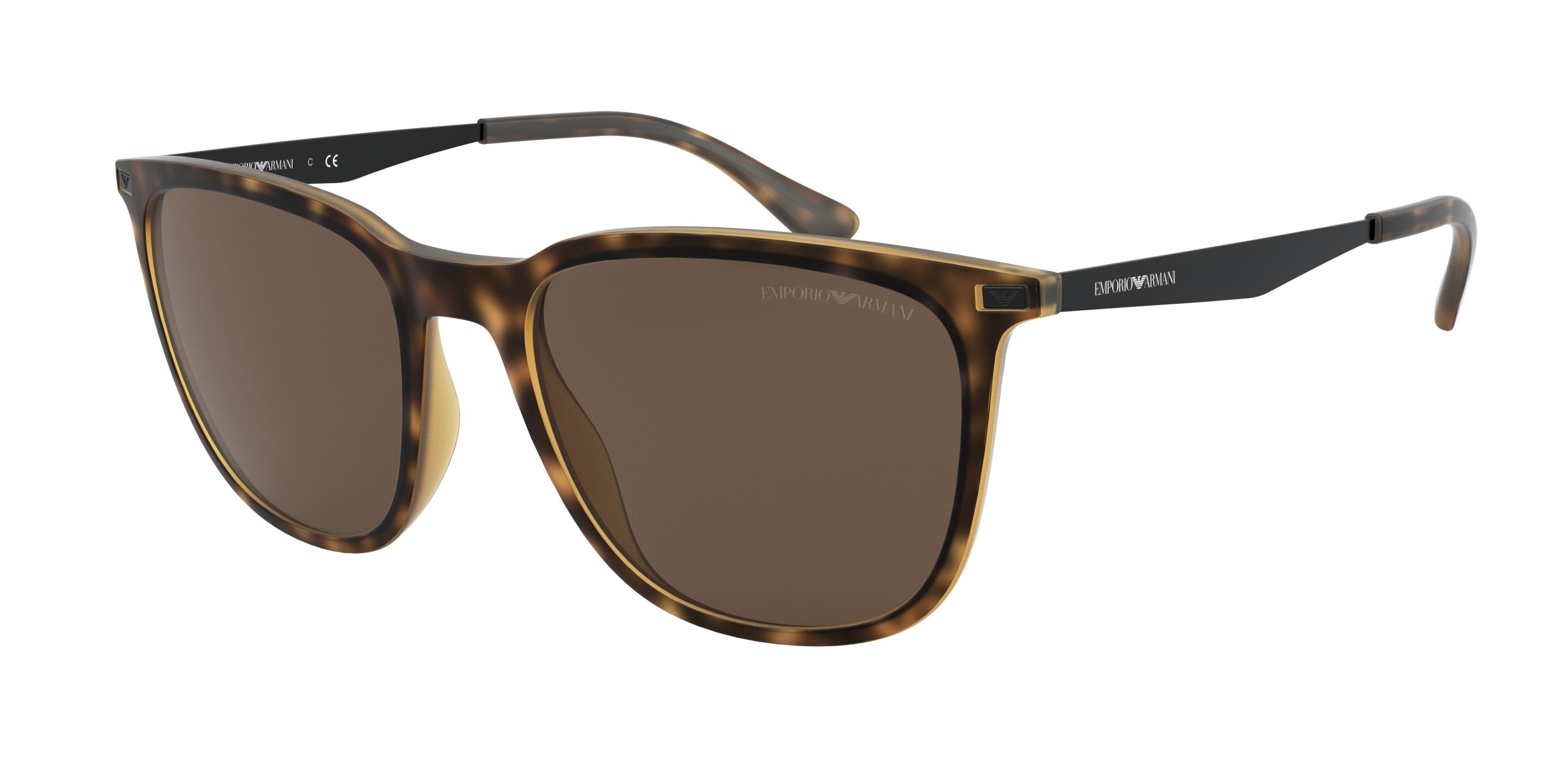 Emporio Armani EA4149 Square Sunglasses  508973-Matte Havana 55-150-19 - Color Map Tortoise