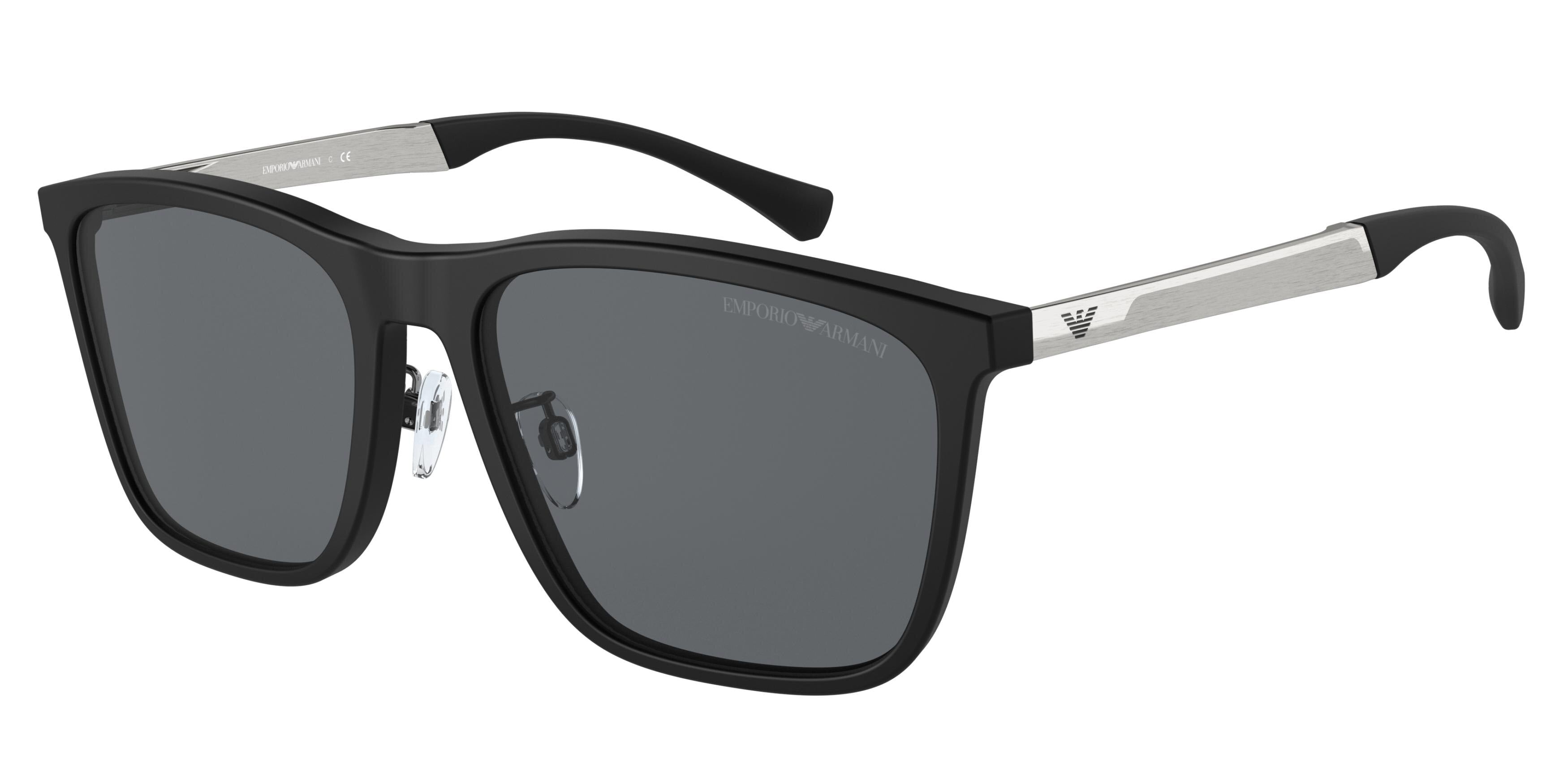 Emporio Armani EA4150F Rectangle Sunglasses  506387-Rubber Black 59-145-18 - Color Map Black