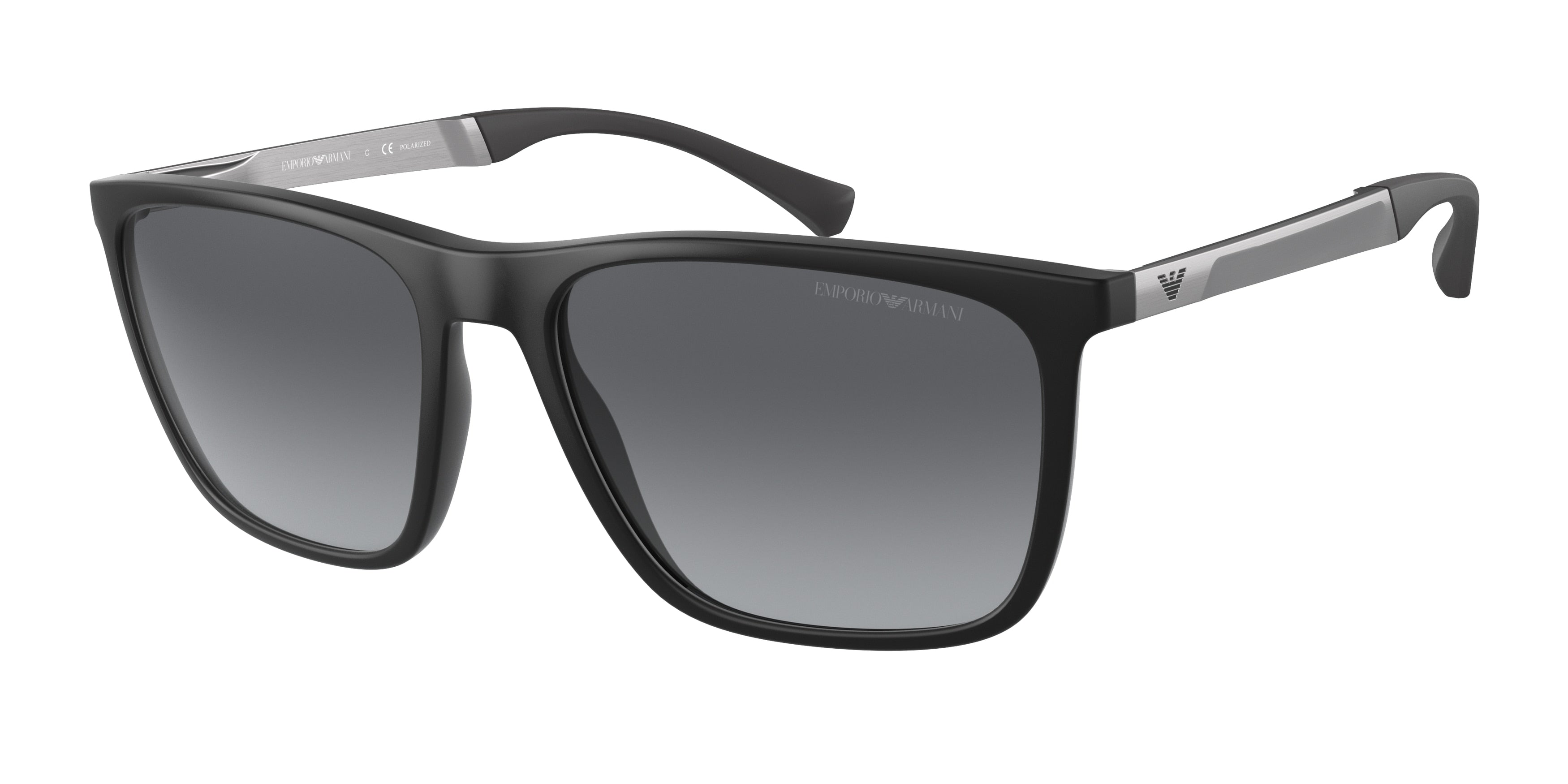 Emporio Armani EA4150 Rectangle Sunglasses 5001T3-Matte Black 59-145-18 - Color Map Black