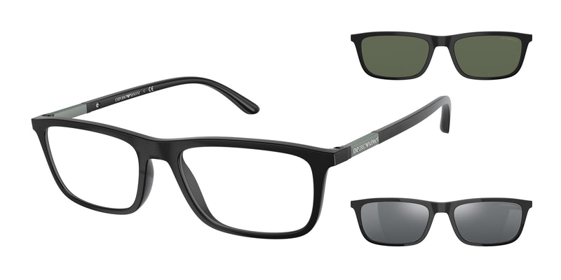 Emporio Armani EA4160 Rectangle Sunglasses 50421W-Matte Black 55-145-18 - Color Map Black