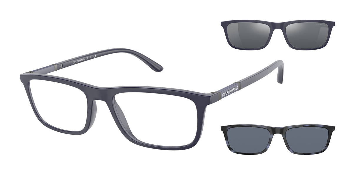 Emporio Armani EA4160 Rectangle Sunglasses 50881W-Matte Blue 55-145-18 - Color Map Blue