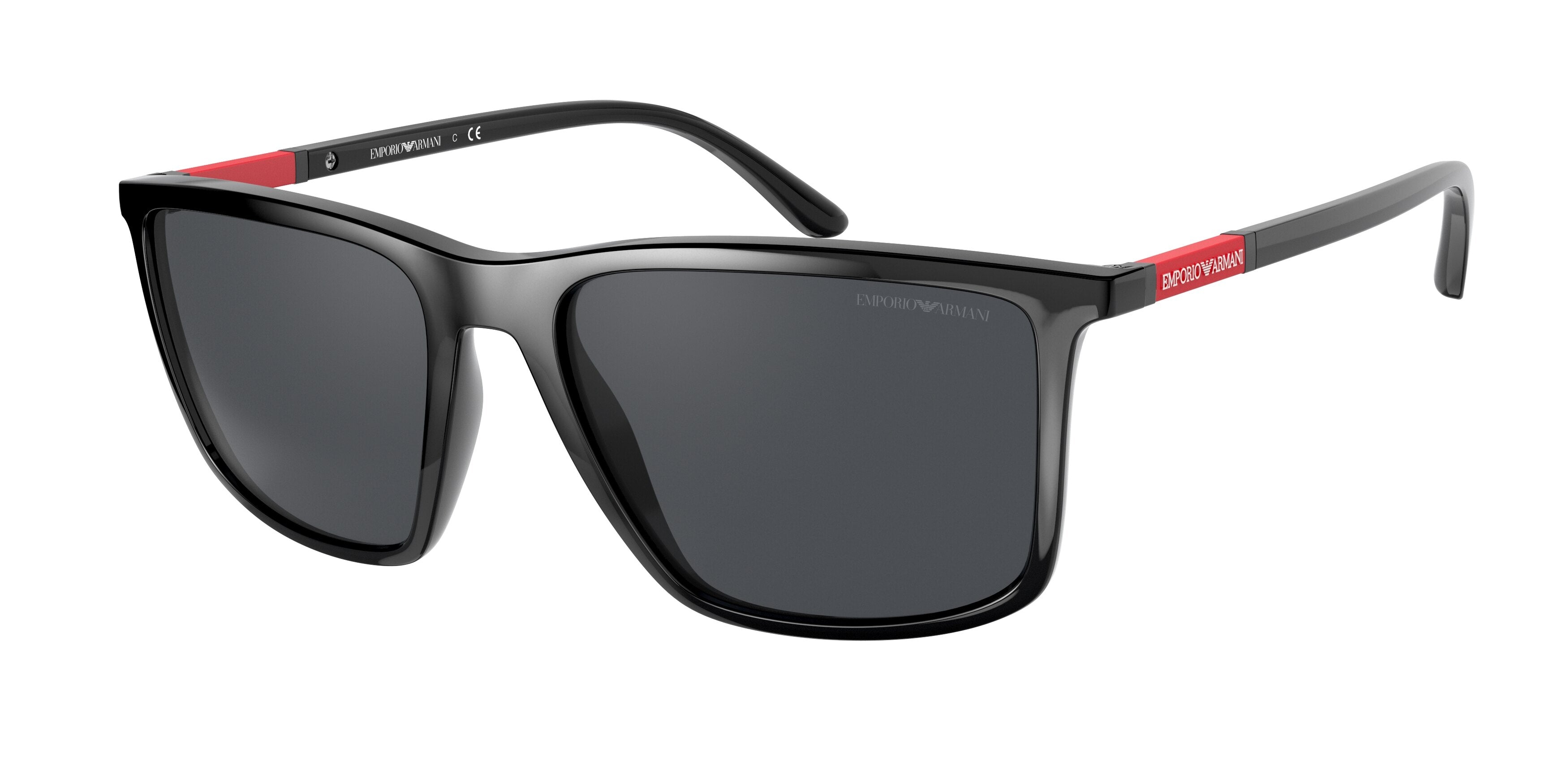 Emporio Armani EA4161 Rectangle Sunglasses 501787-Black 57-145-18 - Color Map Black