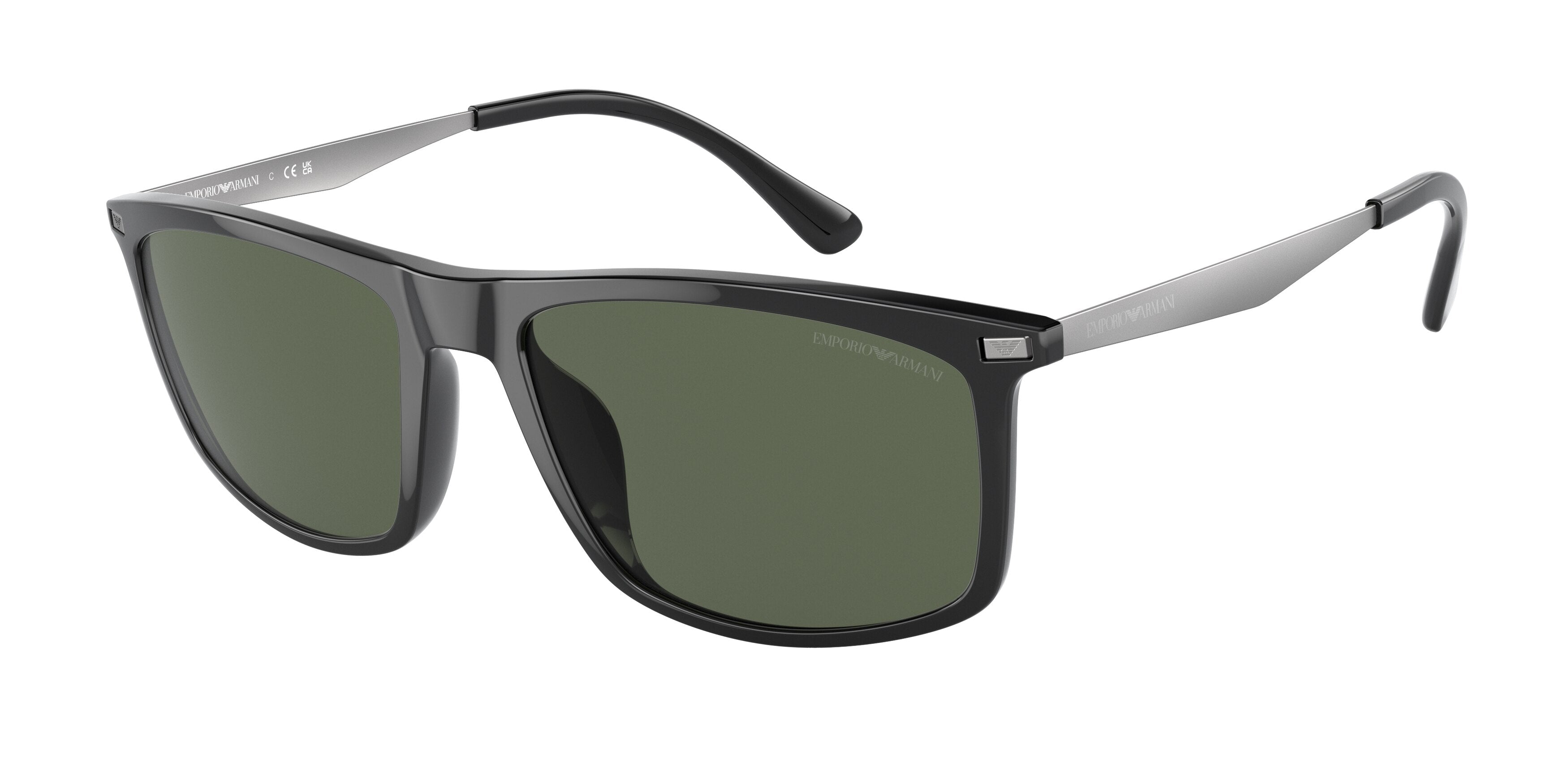 Emporio Armani EA4171U Rectangle Sunglasses  501771-Shiny Black 57-150-18 - Color Map Black