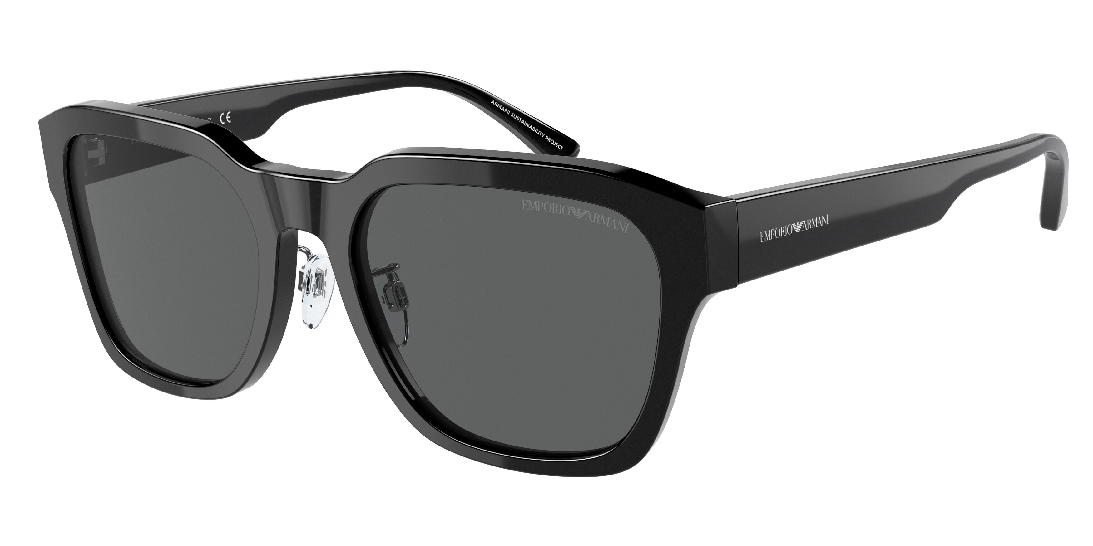 Emporio Armani EA4175F Square Sunglasses  587587-Shiny Black 57-145-20 - Color Map Black